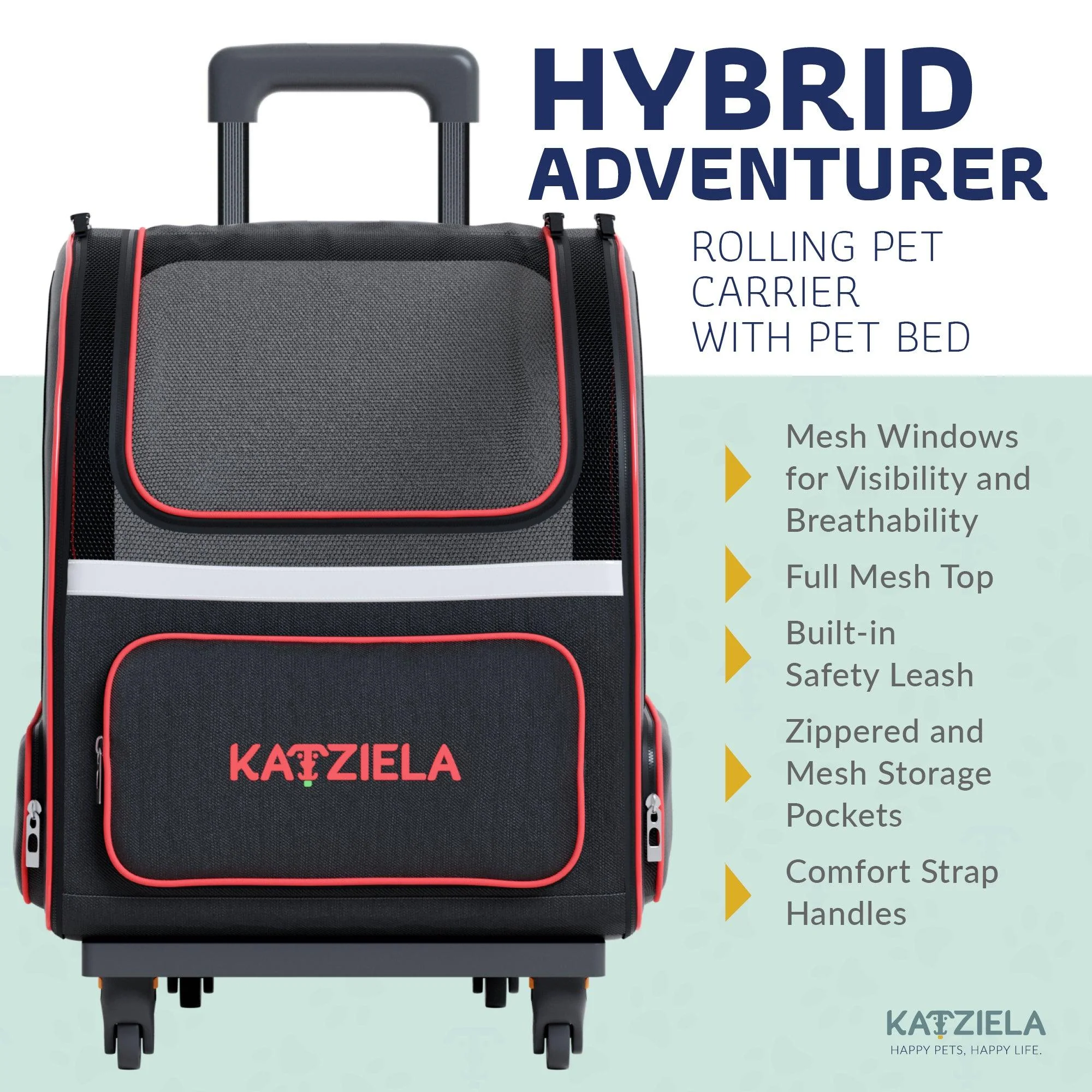 Hybrid Adventurer Pet Backpack with Removable Wheels and Telescopic Handle - Image 12