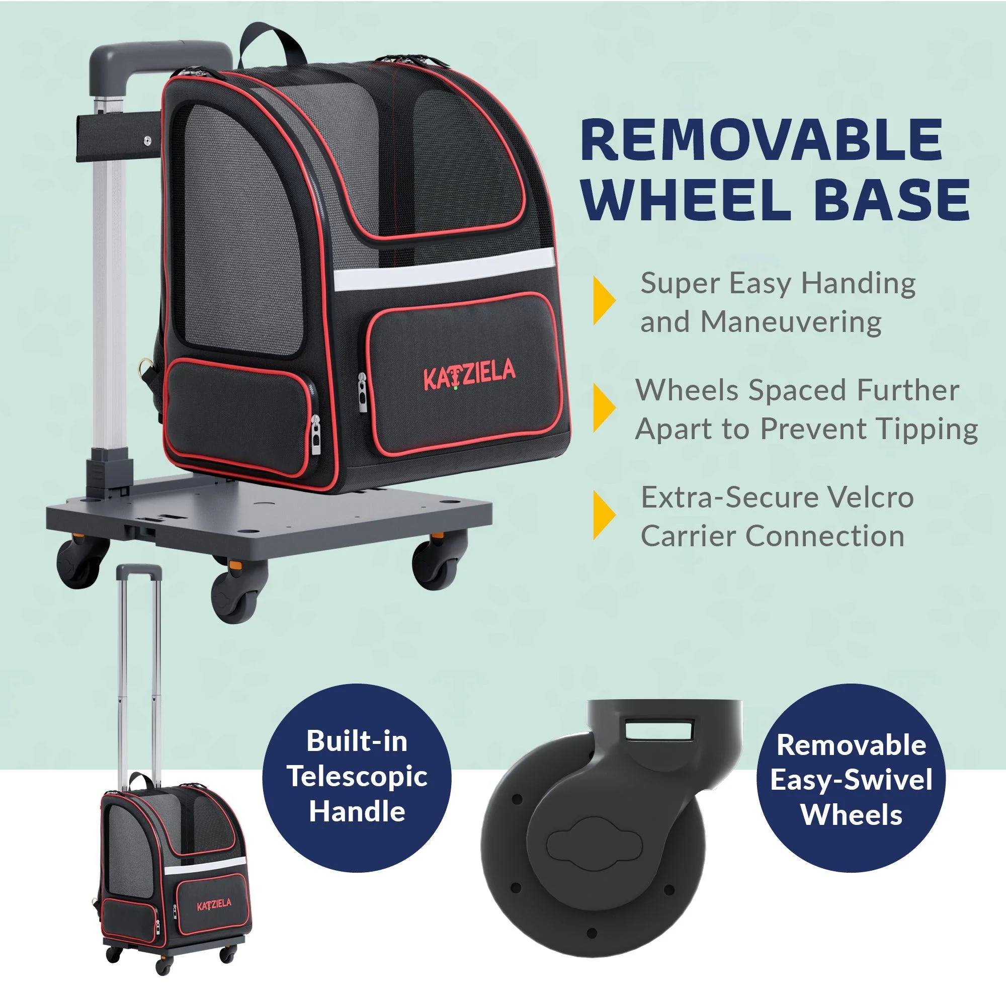 Hybrid Adventurer Pet Backpack with Removable Wheels and Telescopic Handle - Image 14