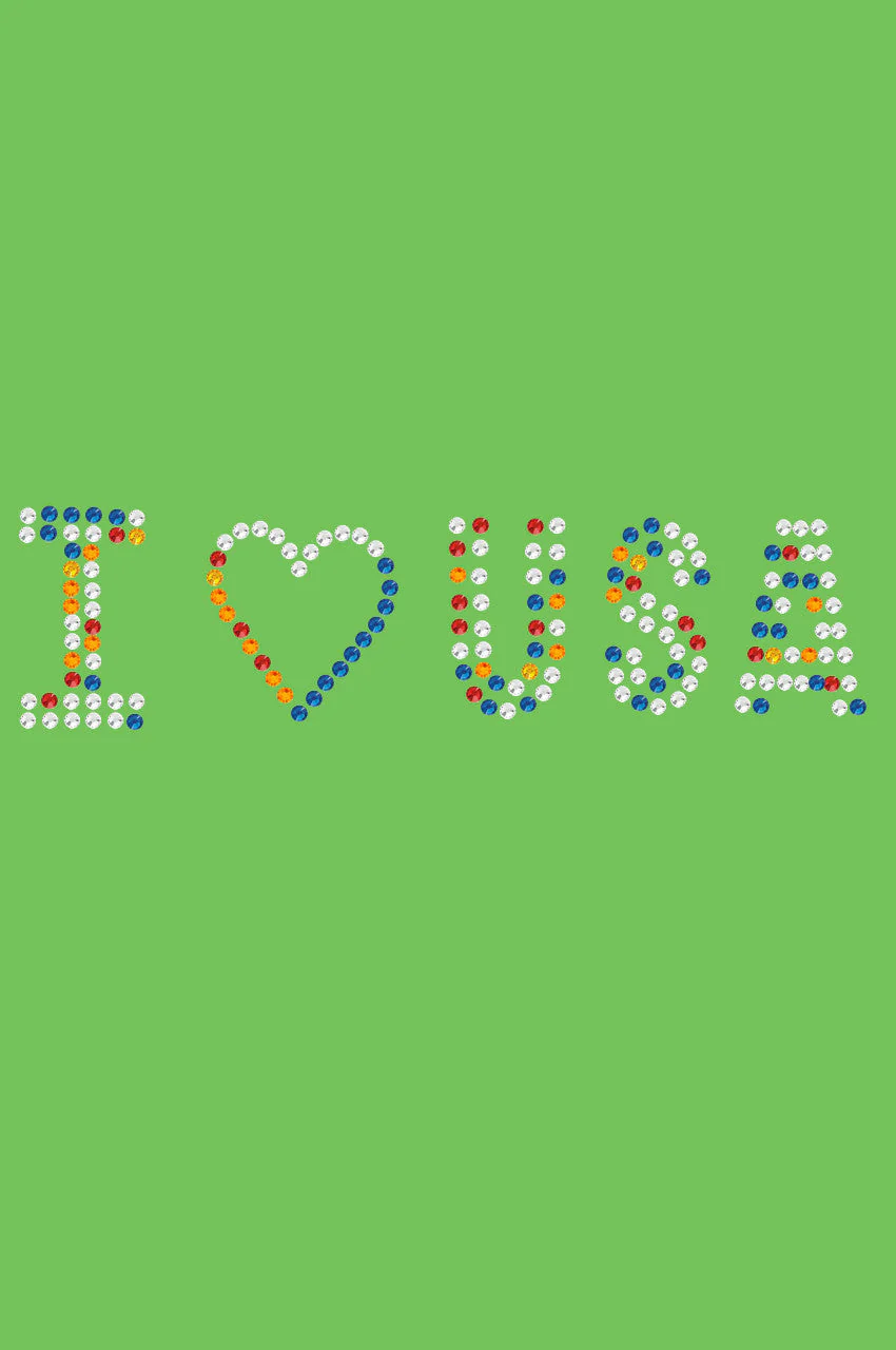 I Love USA (Multicolor Rhinestones) Bandanna - Image 10