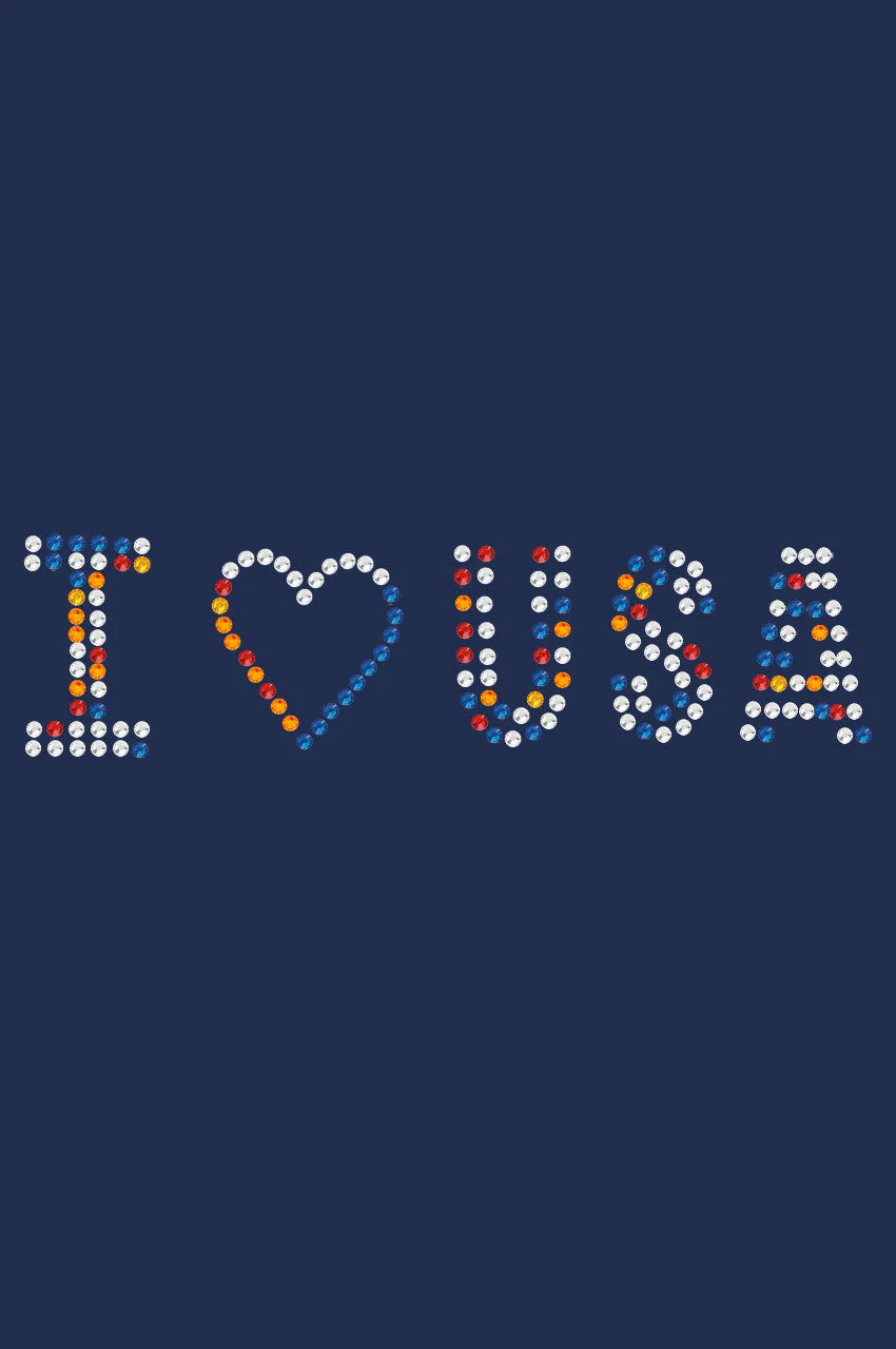 I Love USA (Multicolor Rhinestones) Bandanna - Image 6