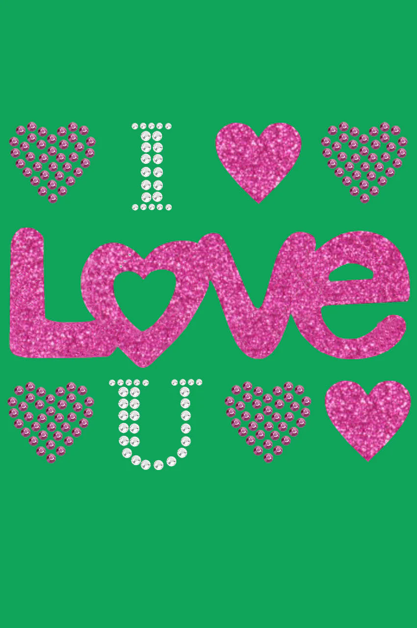 I Love You (Pink Glitter) Bandanna - Image 2