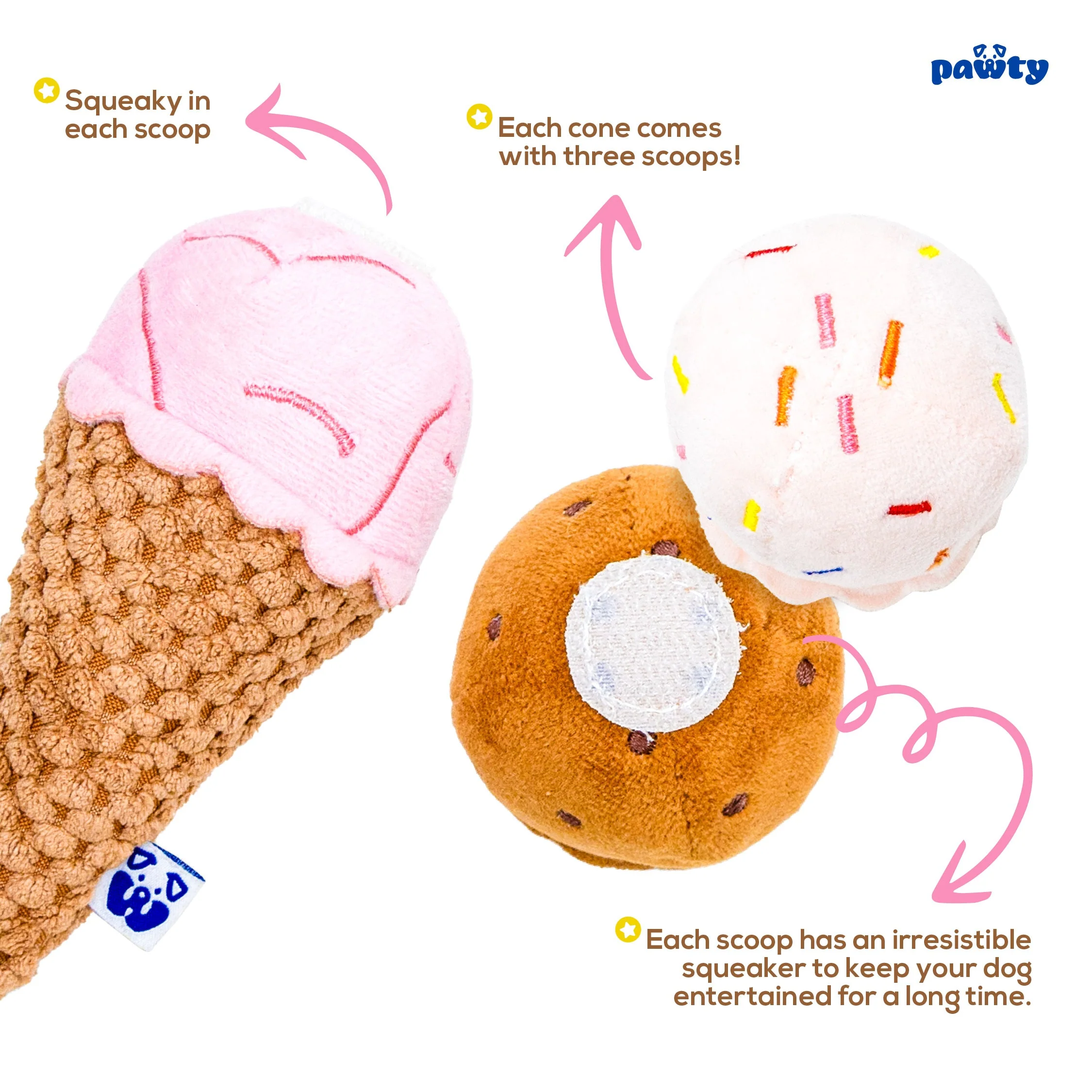 Pet Toy: ICE CREAM PLUSH DOG TOY - Image 3
