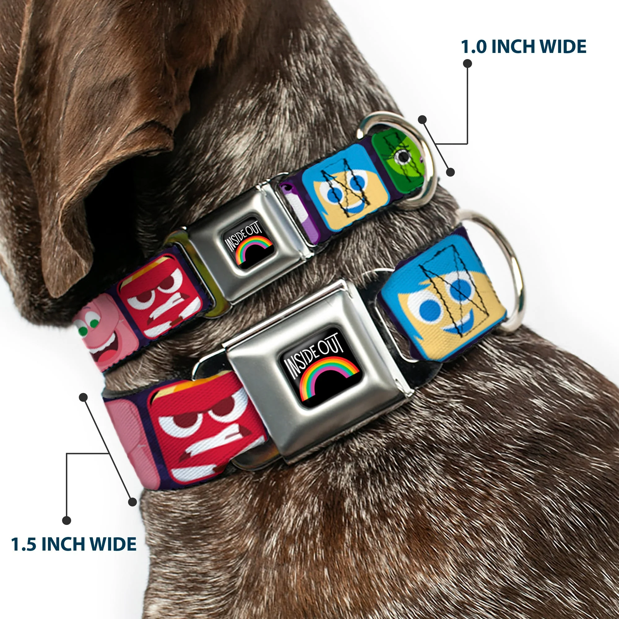 INSIDE OUT Rainbow Full Color Black White Multi Color Seatbelt Buckle Collar - Inside Out 6-Character Esxpression Blocks Purple/Multi Color - Image 2