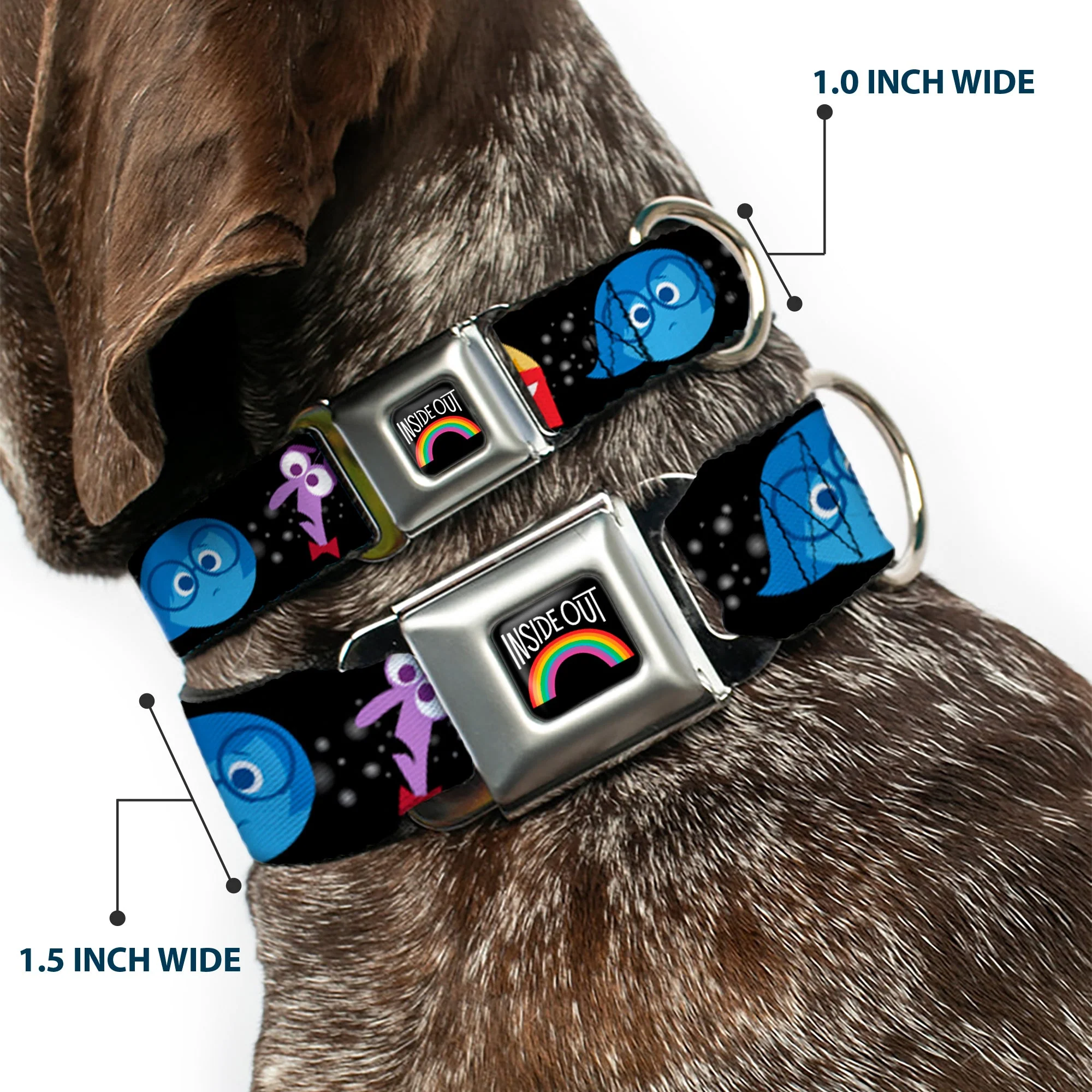 INSIDE OUT Rainbow Full Color Black/White/Multi Color Seatbelt Buckle Collar - INSIDE OUT/Emotion Expressions/EVERY DAY IS FULL OF EMOTIONS - Image 2