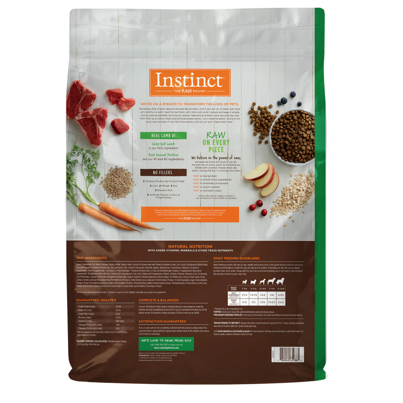 Instinct Adult Be Natural Lamb and Oatmeal Dry Dog Food (25lb) - Image 2