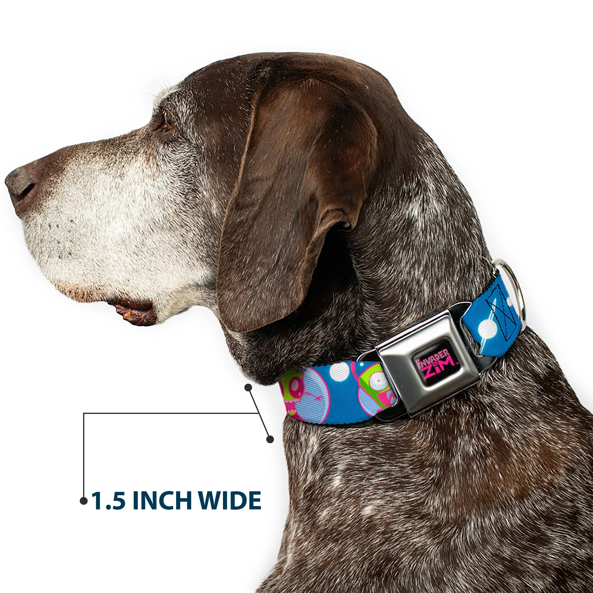 INVADER ZIM Title Logo Full Color Pink/Green Seatbelt Buckle Collar - Invader Zim and GIR Poses and Planets Blue/White - Image 7