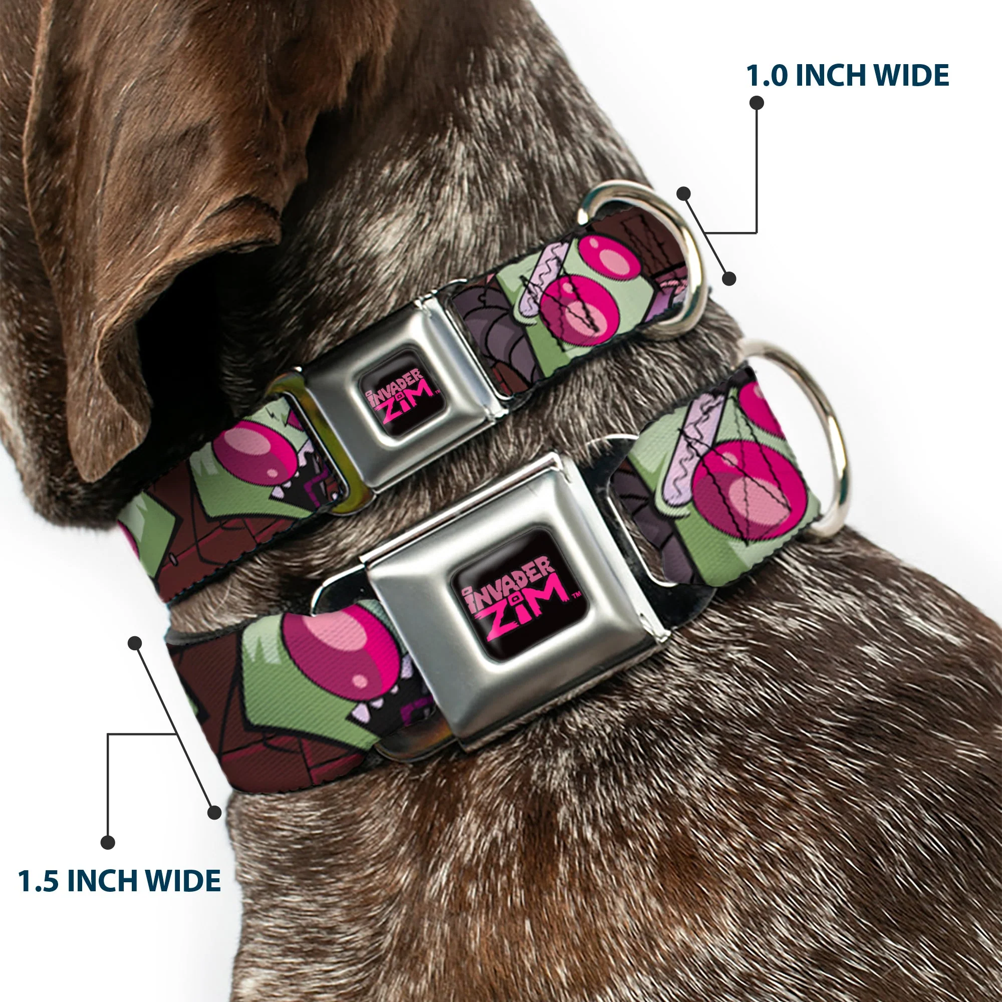 INVADER ZIM Title Logo Full Color Pink/Green Seatbelt Buckle Collar - Invader Zim Close-Up Poses Reds - Image 2
