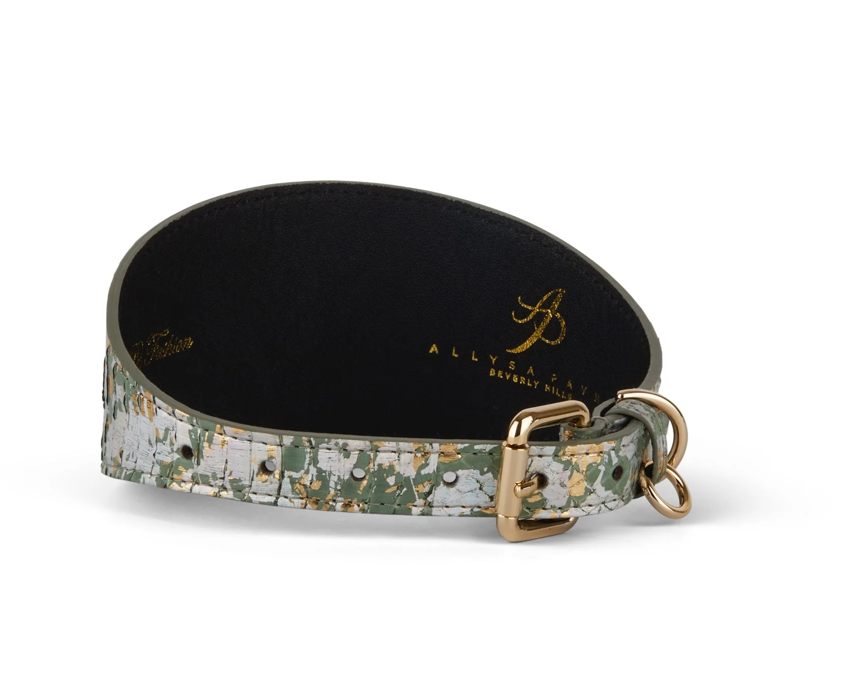 Iridescent Art Deco Green/Gold/Silver 3” Wide Style Collar - Image 3