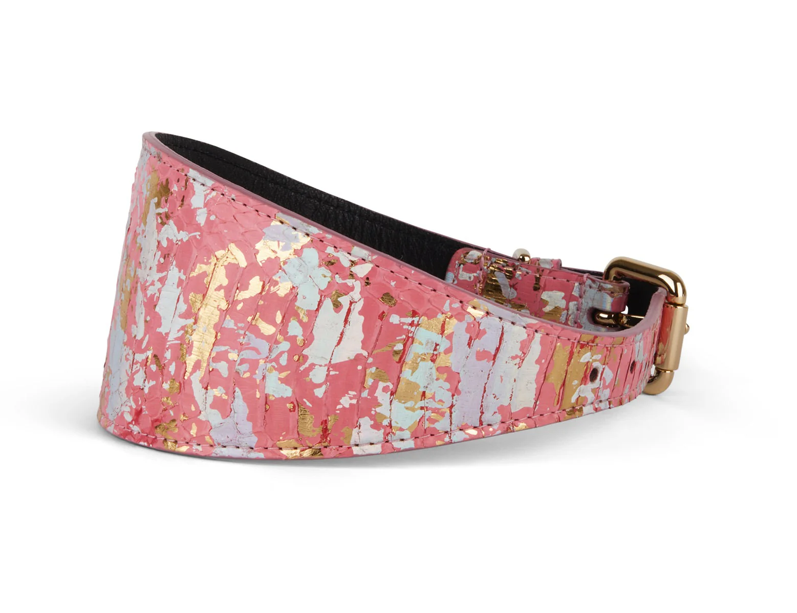 Iridescent Art Deco Pink/Gold/Silver 3” Wide Style Collar - Image 2