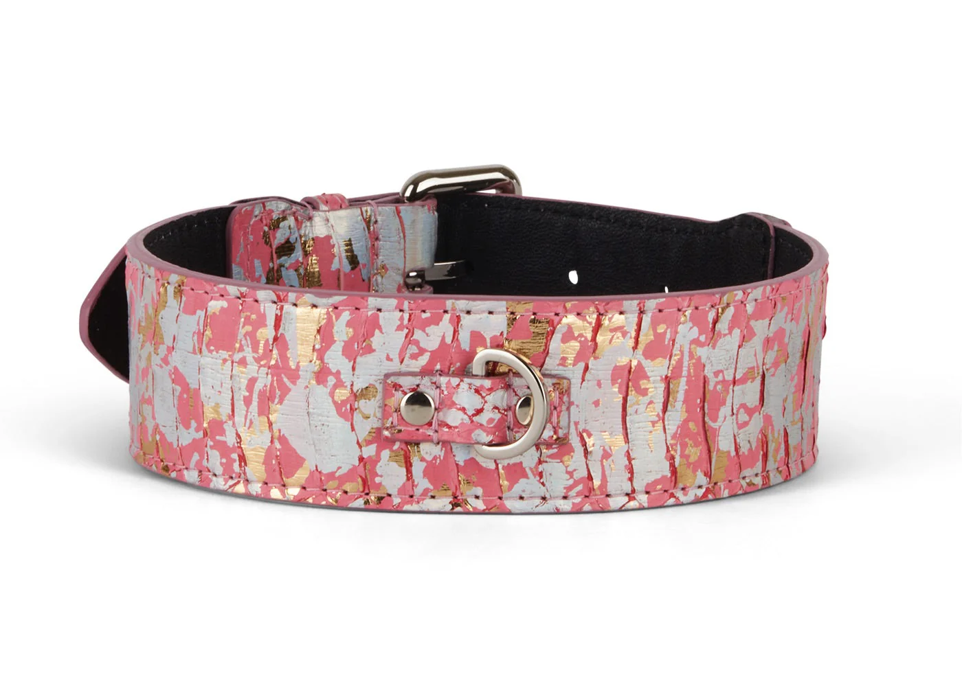 Iridescent Art Deco Pink/Gold/Silver Custom Snake Classic Collar - Image 3
