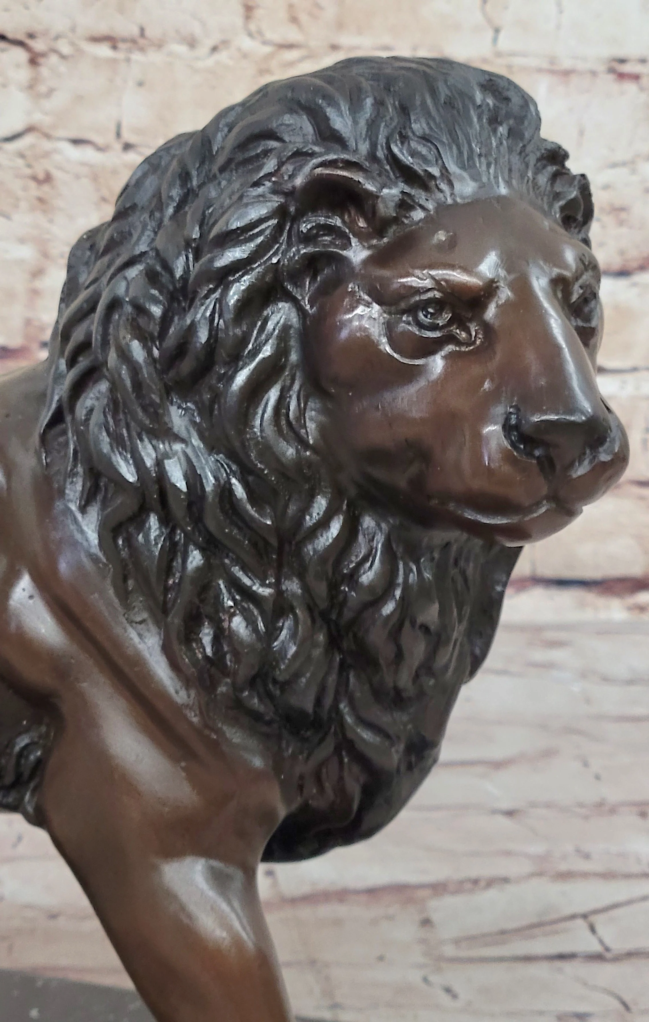 J. Moigniez Bronze Guardian Lion Statue Sculpture Figure on Marble Base 11" x 14" - Image 8