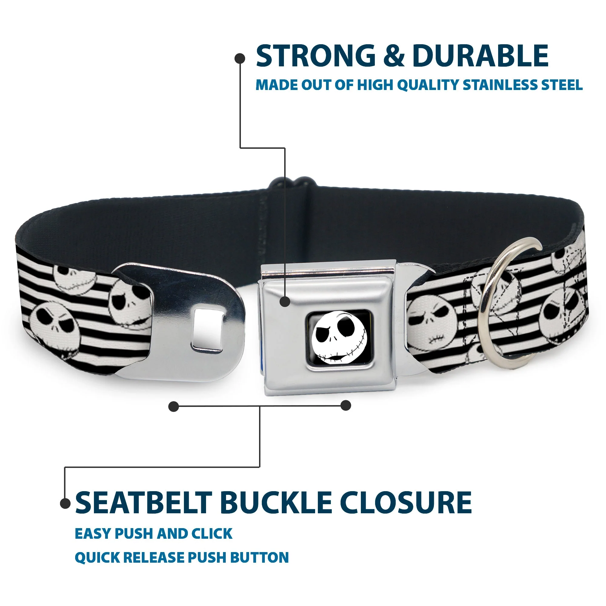 Jack Expression2 Full Color Seatbelt Buckle Collar - Jack Expressions/Stripe White/Black - Image 4