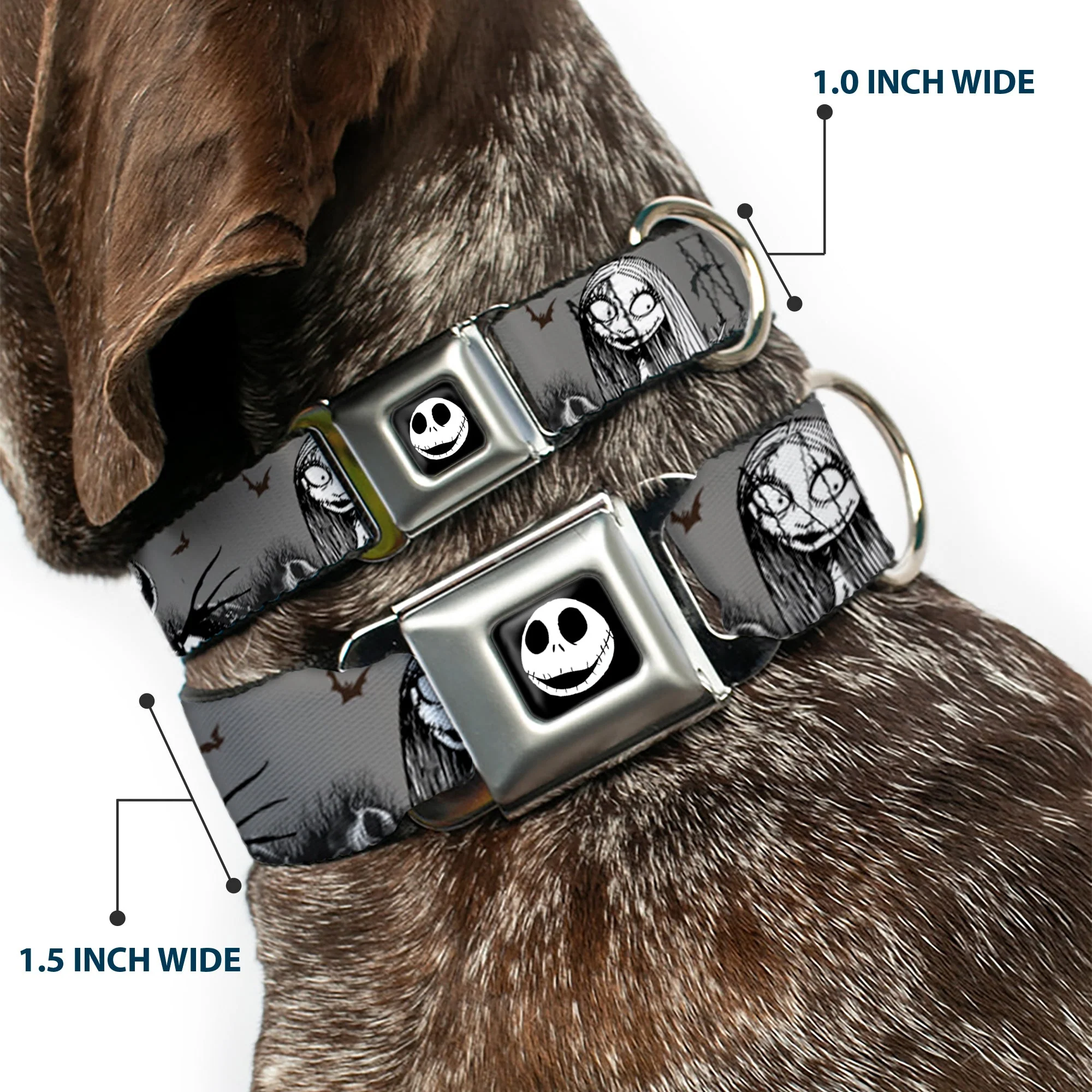 Jack Expression7 Full Color Seatbelt Buckle Collar - NBC Jack & Sally Cemetery Scene Gray/Black/White - Image 2