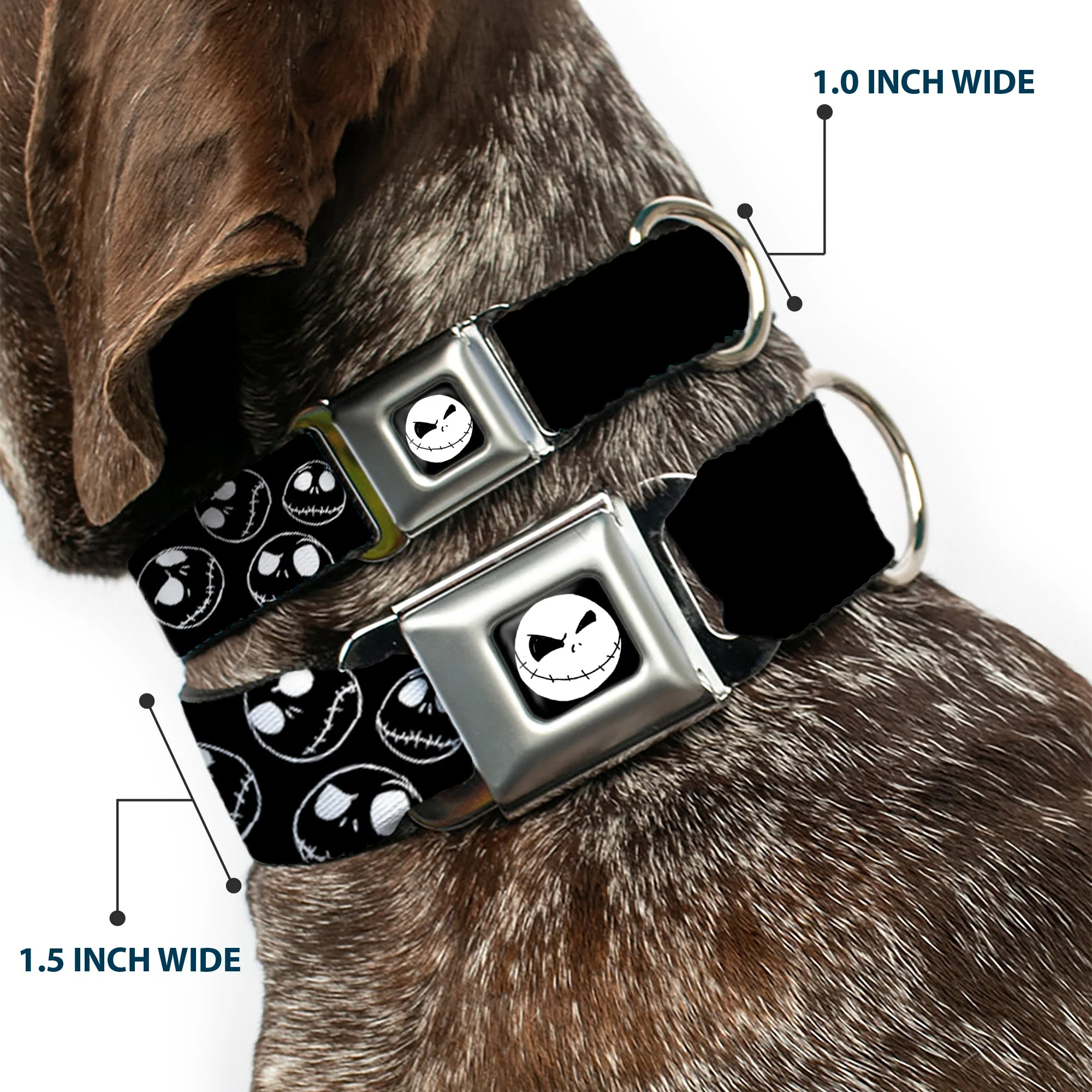 Jack Expression8 Full Color Seatbelt Buckle Collar - Jack Outline Expressions Scattered Black/White - Image 2