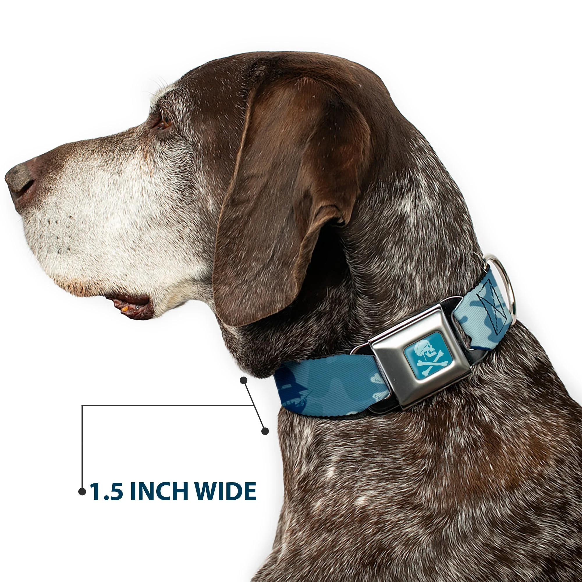 Jack Sparrows Flag Skull Icon Blues Seatbelt Buckle Collar - Jack Sparrows Flag Icons/Black Pearl/Sharks Blues - Image 7