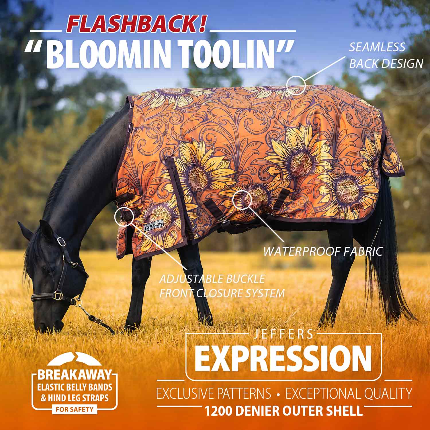 Jeffers Expression 1200 Denier Standard Neck Horse Turnout Sheet, 0 Gram - Image 12