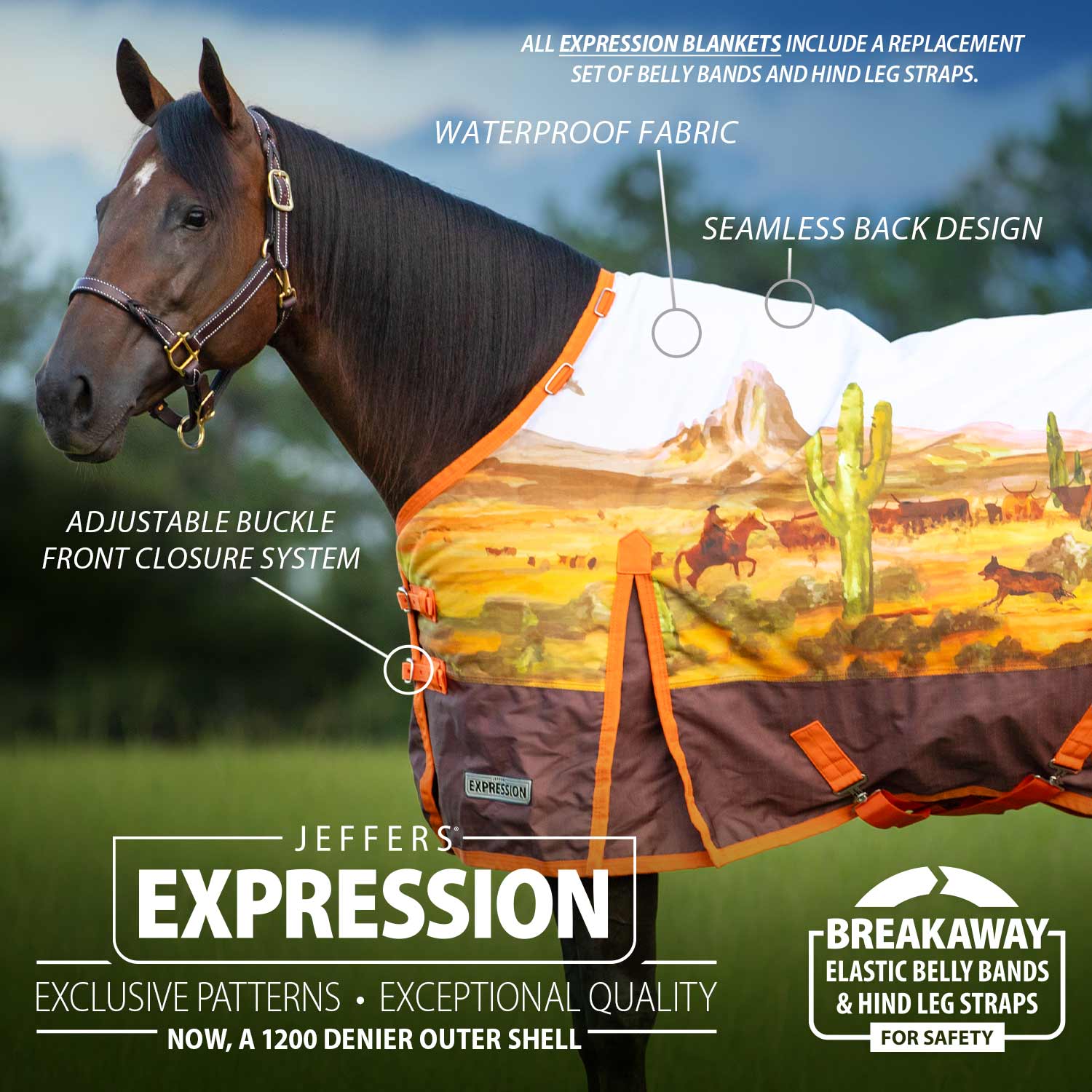 Jeffers Expression 1200 Denier Standard Neck Horse Turnout Sheet, 0 Gram - Image 27