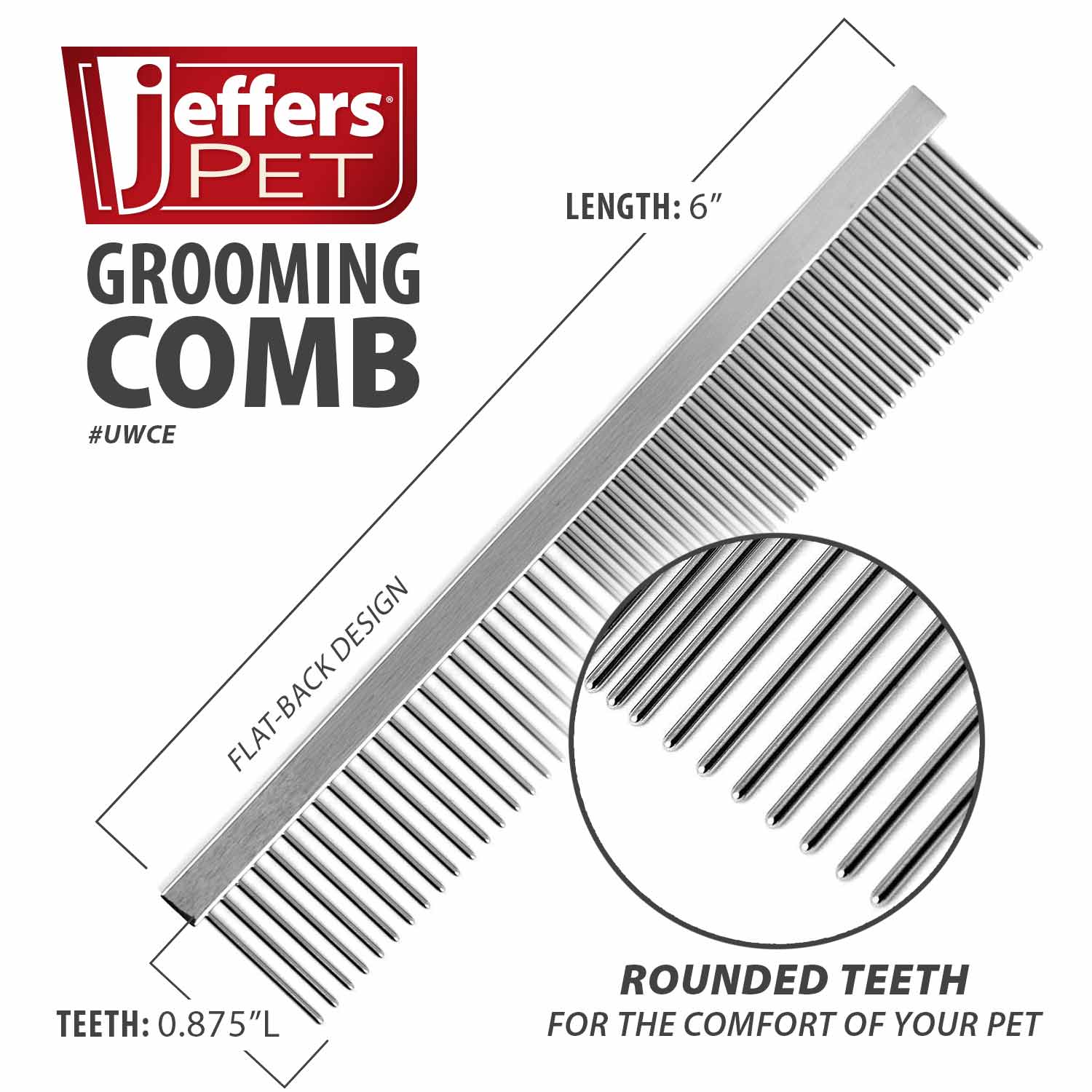 Jeffers Flat Back Pet Grooming Combs - Image 2