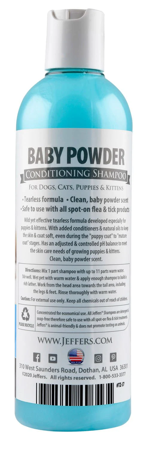 Jeffers Pet Baby Powder Tearless Conditioning Shampoo for Puppies and Kittens - Image 3