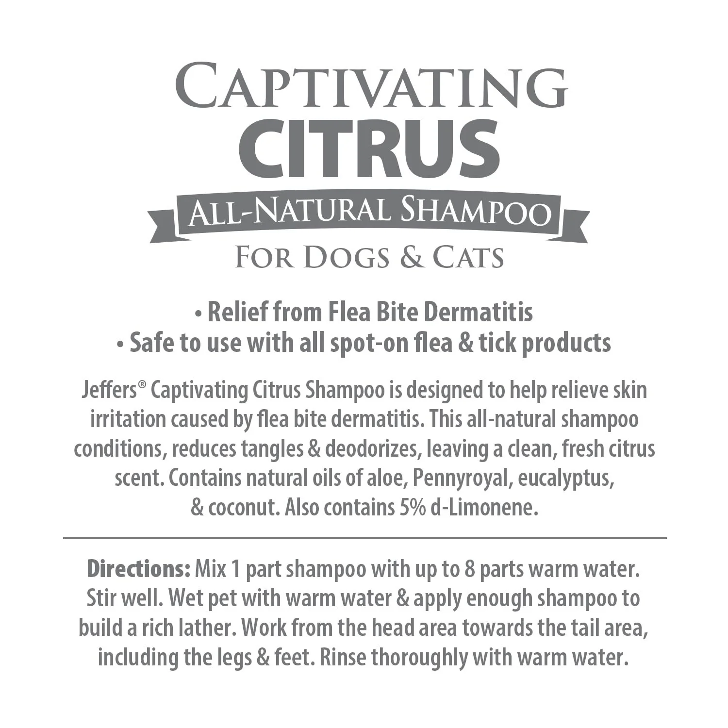 Jeffers Pet Captivating Citrus All-Natural Flea Bite Relief Shampoo for Dogs and Cats - Image 4