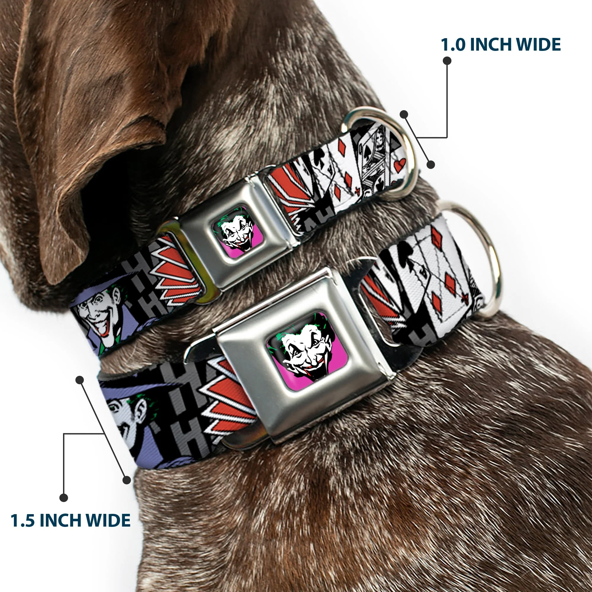 Joker Face Full Color Seatbelt Buckle Collar - The Joker Pose/Cards/HAHAHAHA Black/Gray - Image 2