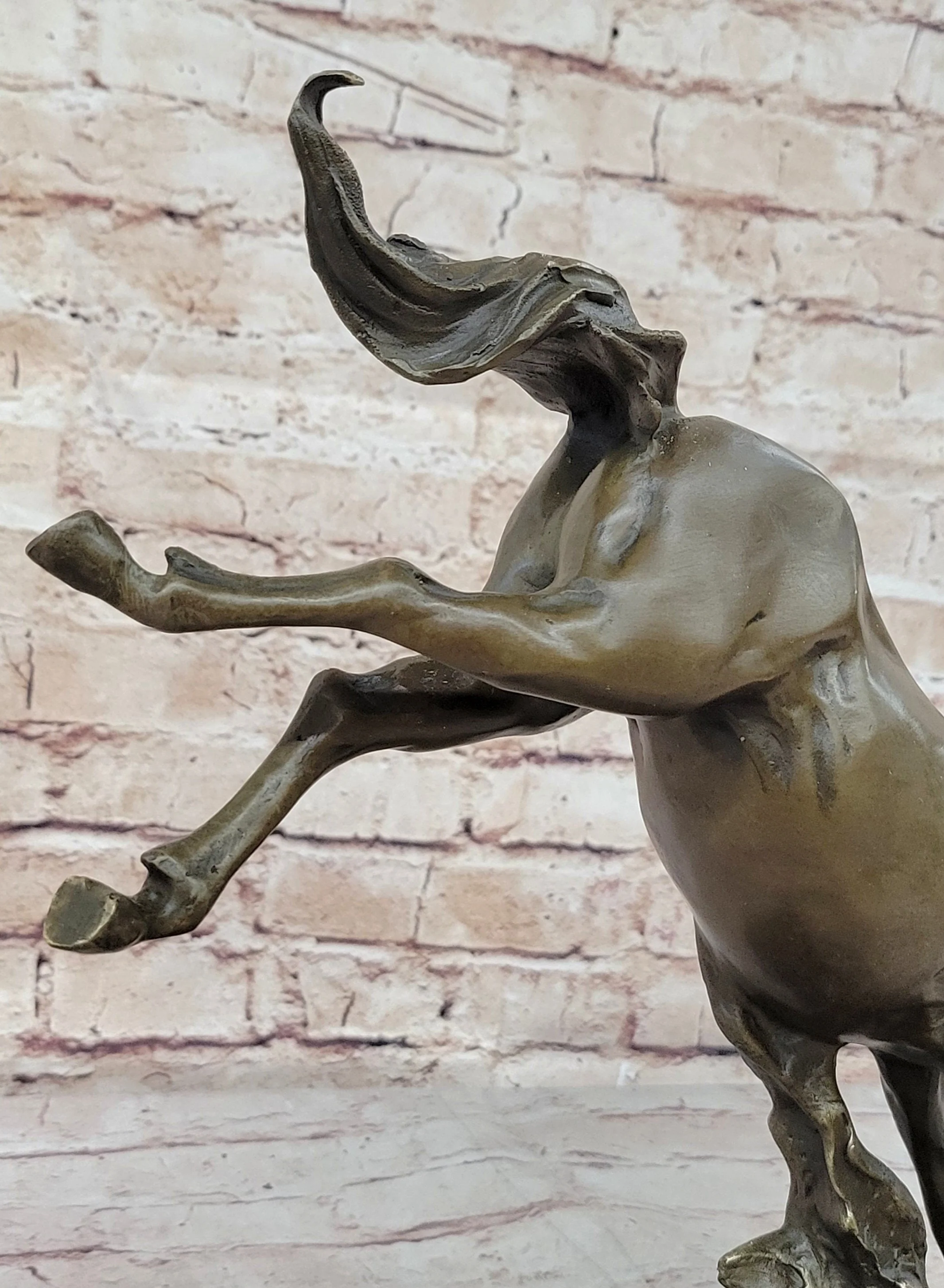 Jumping Wild Horse Mustang Stallion Bronze Sculpture Statue on Marble Base - Image 9