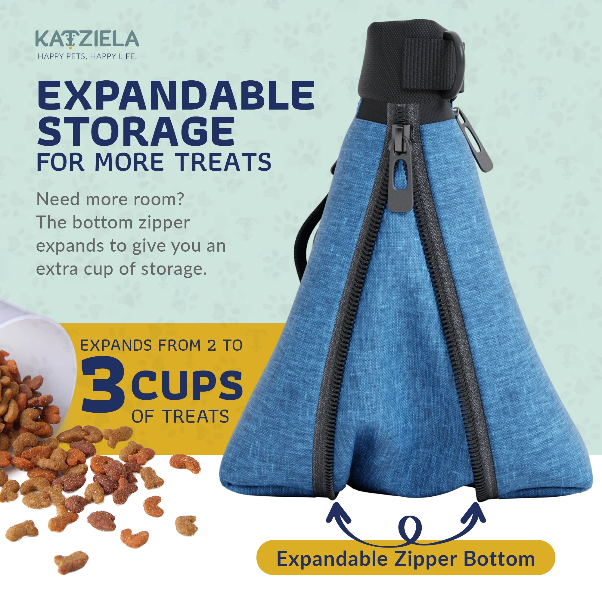 Katziela Expandable Pet Treat Pouch - Hands Free Dog Treat Pouch, Quick Access Magnet Closure - Anti Spill Dog Treat Bag - Treat Pouches for Pet Training, Adjustable Shoulder Strap & Belt Clip - Image 4