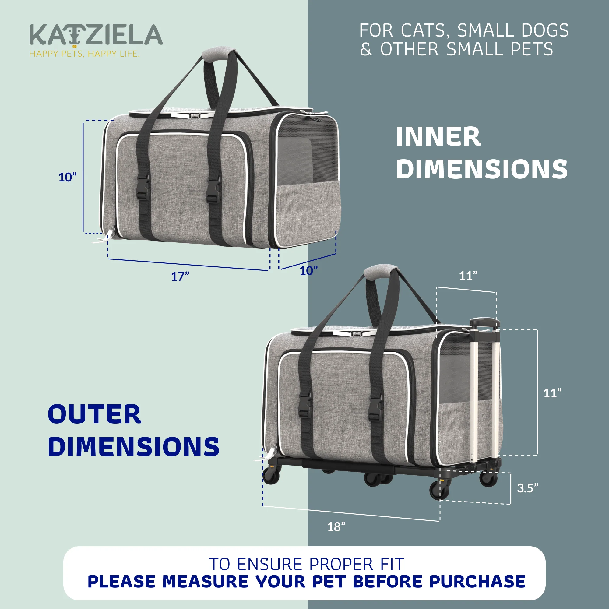 Katziela Rolling Rover Airline Compliant Expandable Wheeled Pet Carrier - Image 30