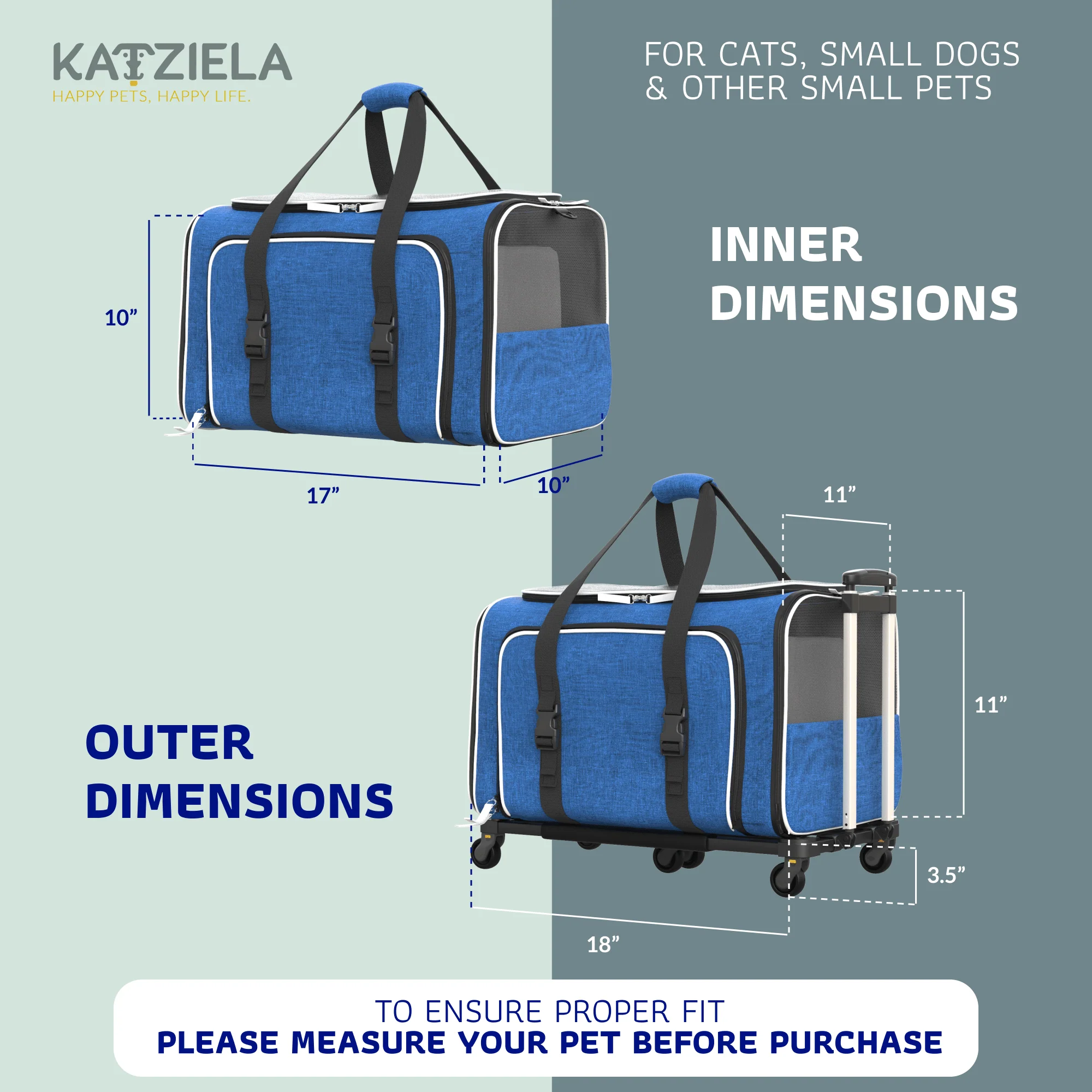 Katziela Rolling Rover Airline Compliant Expandable Wheeled Pet Carrier - Image 36