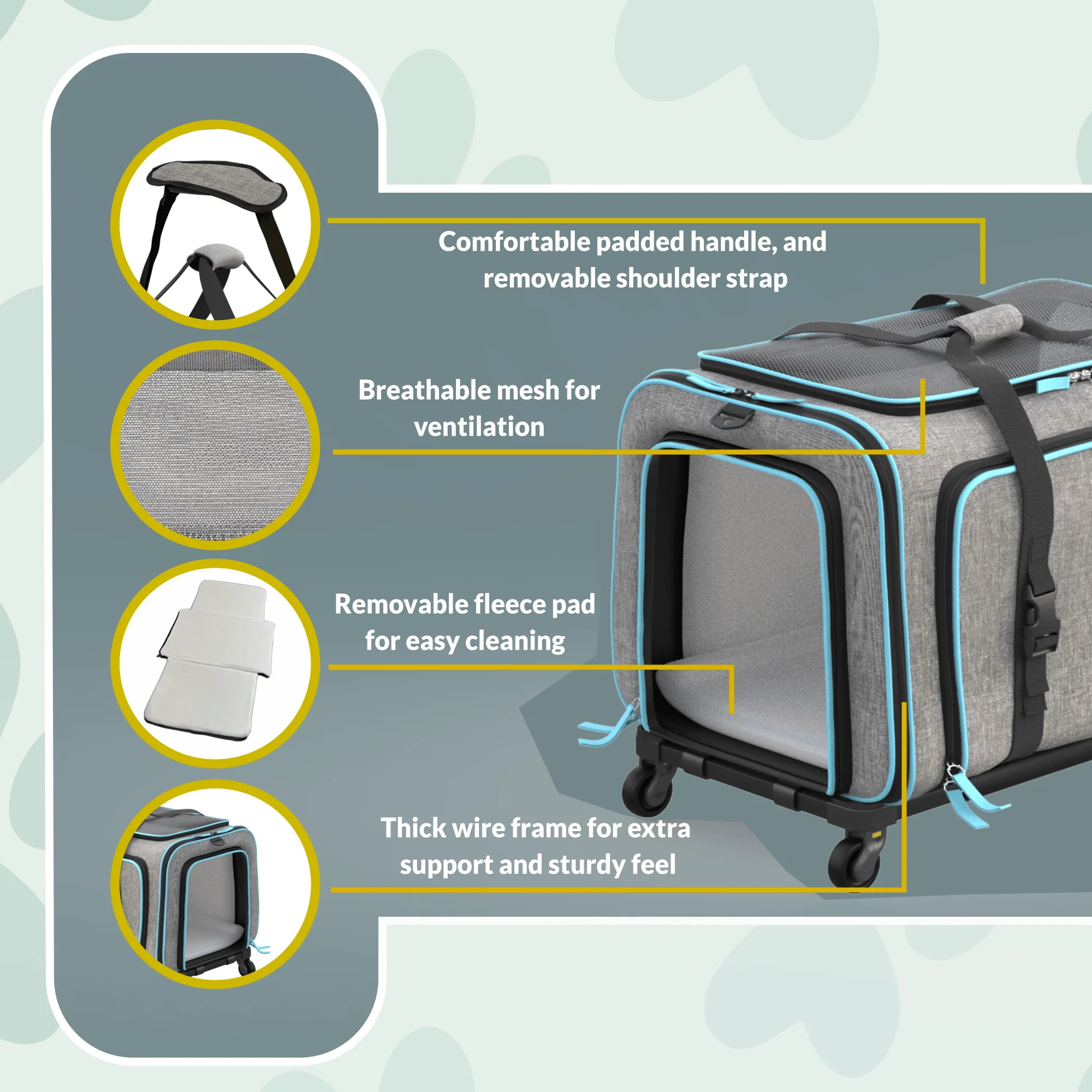 Katziela Rolling Rover Airline Compliant Expandable Wheeled Pet Carrier - Image 41