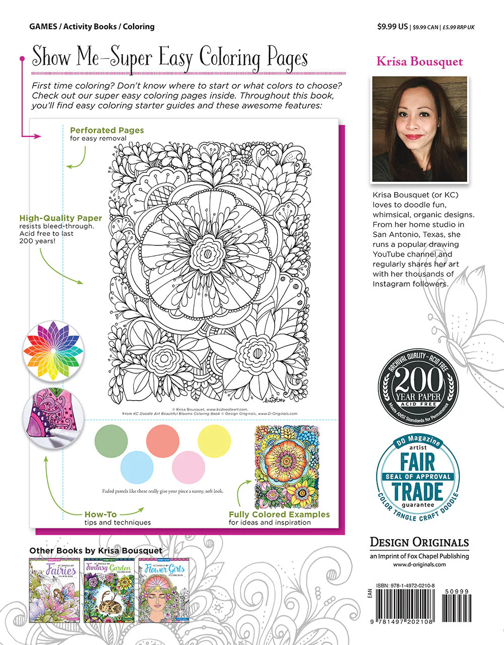 KC Doodle Art Beautiful Blooms Coloring Book - Image 8