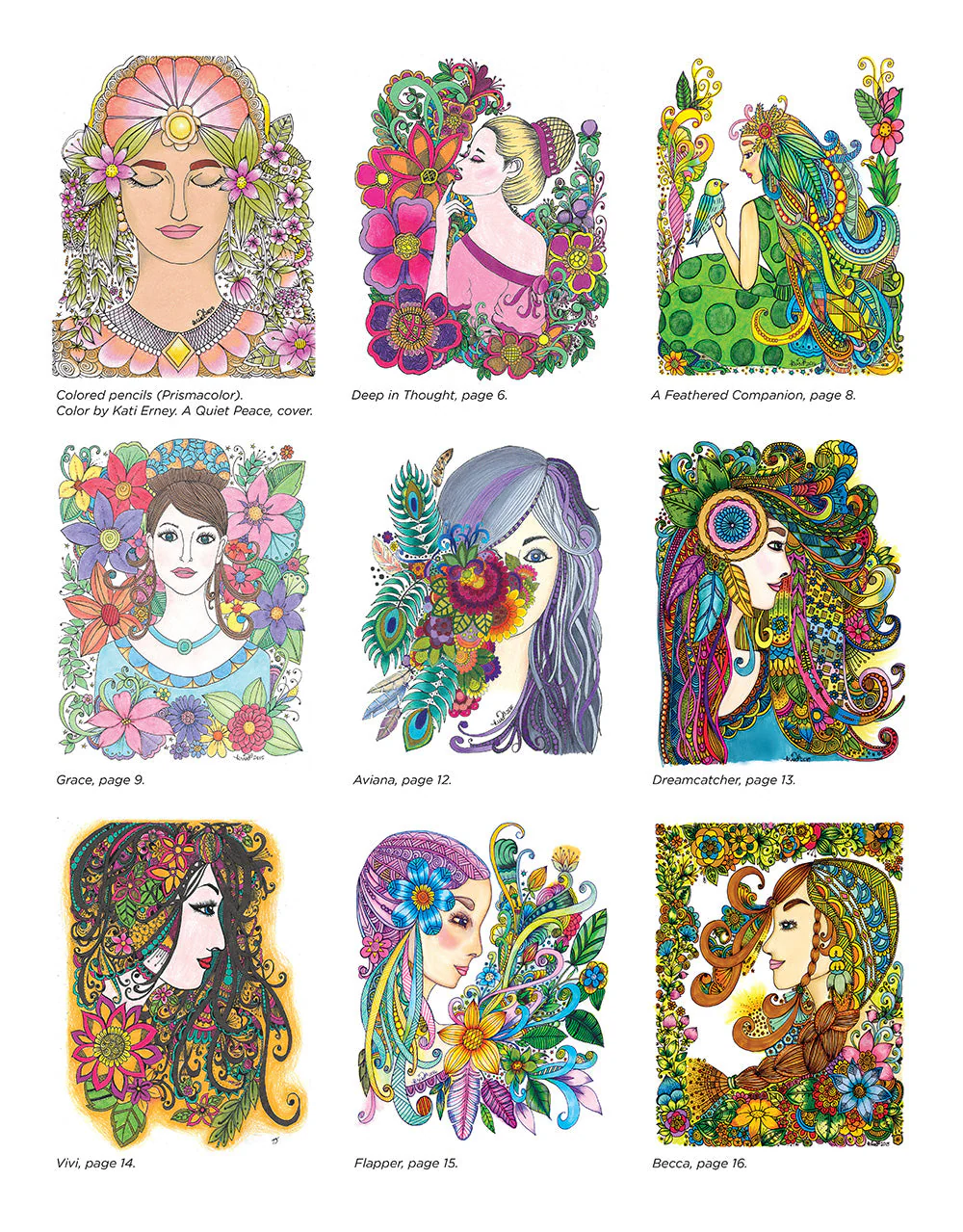 KC Doodle Art Flower Girls Coloring Book - Image 2