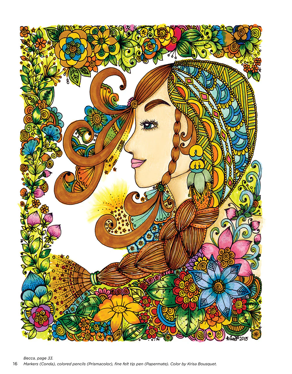 KC Doodle Art Flower Girls Coloring Book - Image 6
