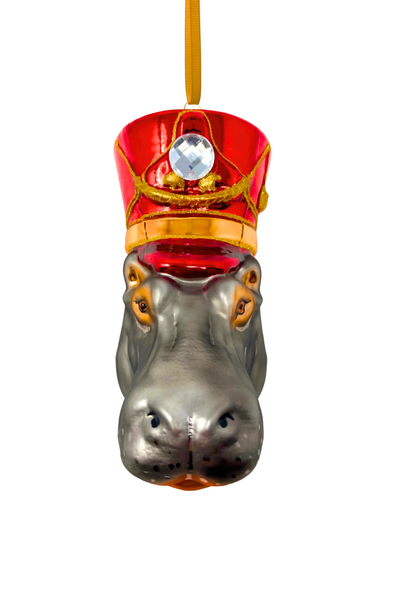 KRG Hippo Head Polish Glass Ornament - Image 2