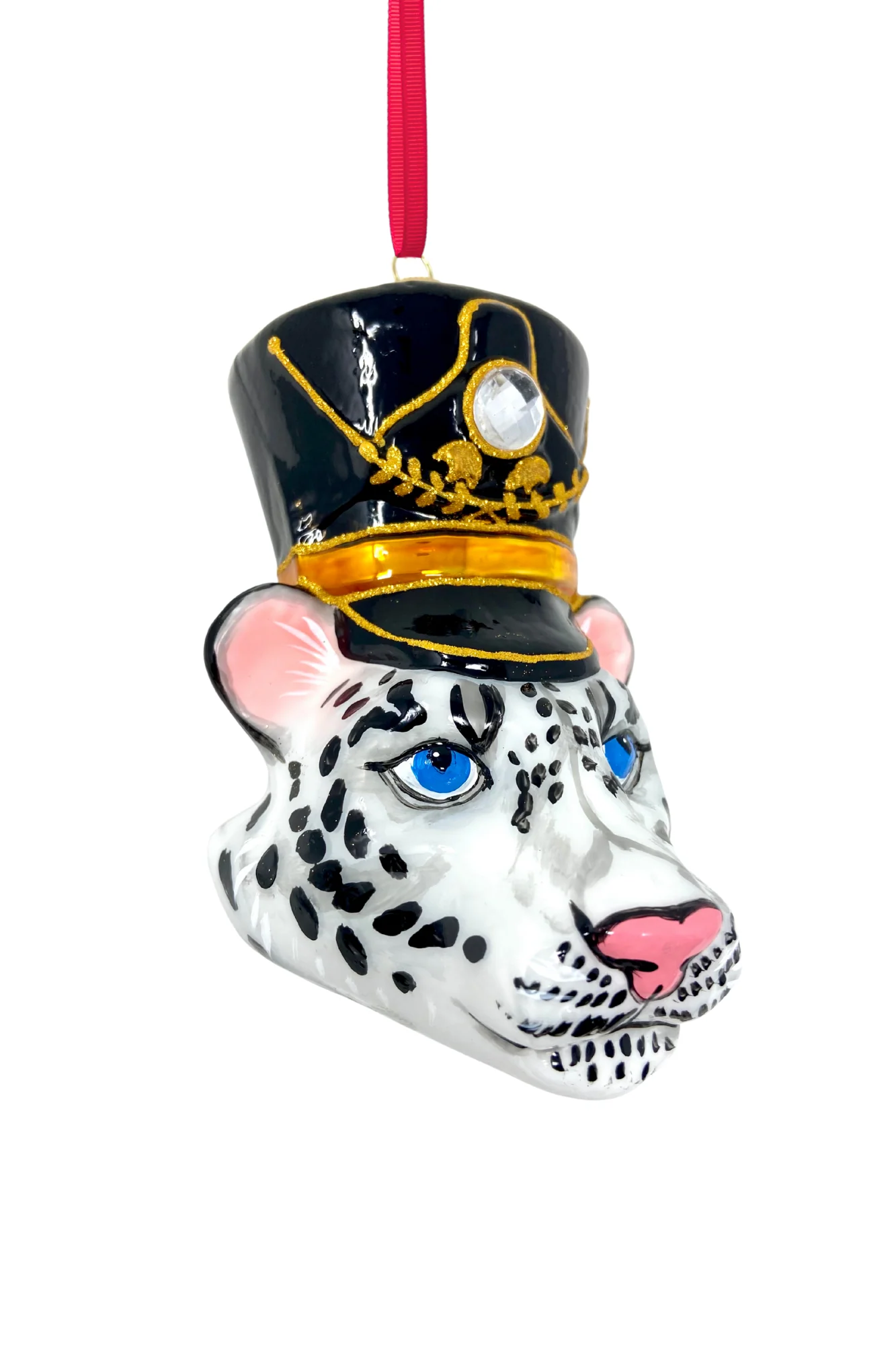 KRG Snow Leopard Head Polish Glass Ornament - Image 3