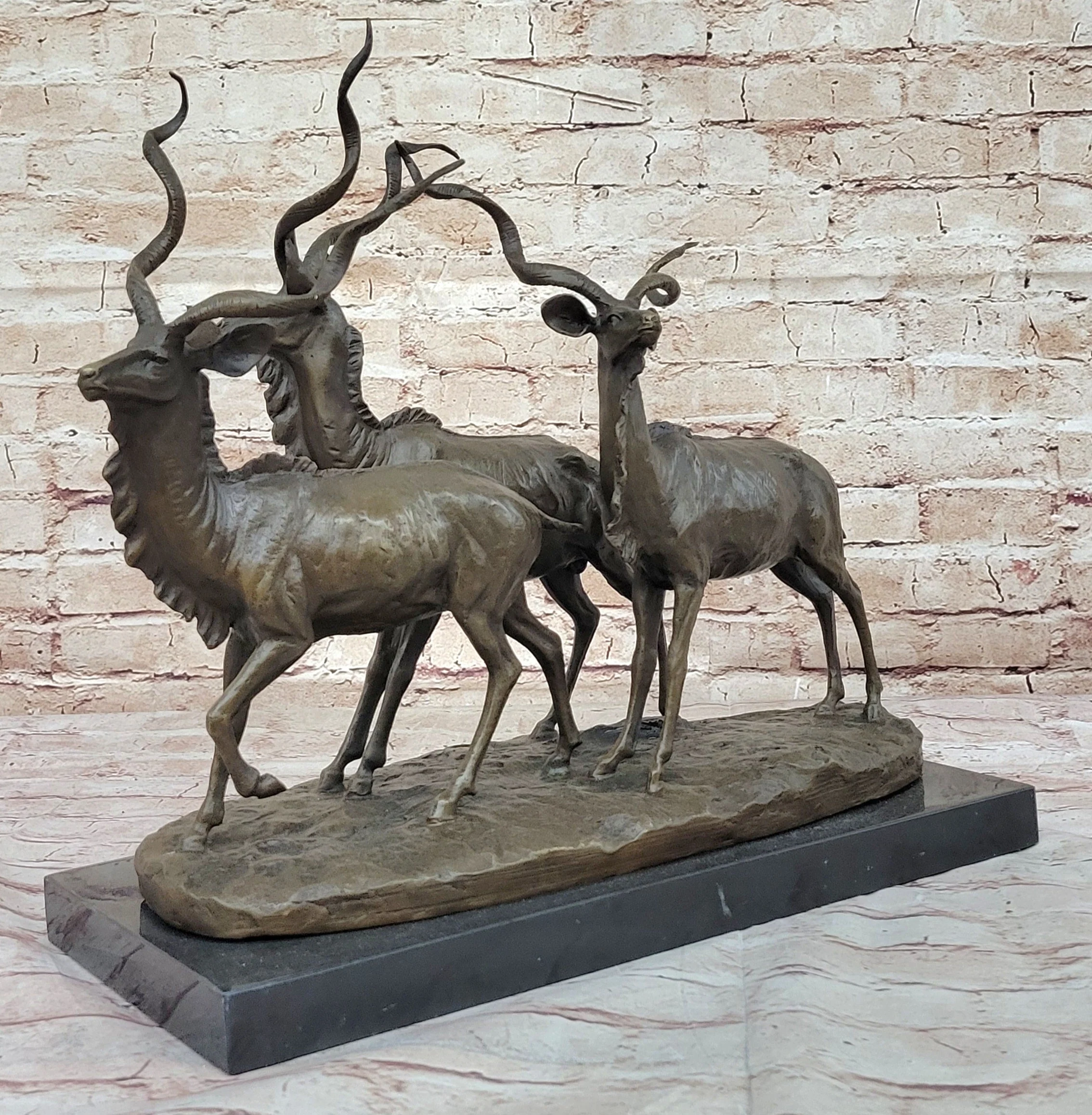 Kudu Antelope Family Gazelle African Deer Bronze Sculpture Figurine Statue - Image 4