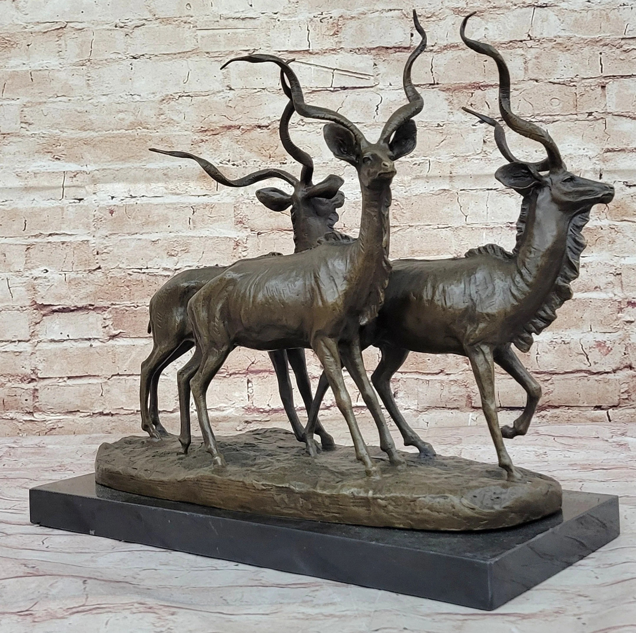 Kudu Antelope Family Gazelle African Deer Bronze Sculpture Figurine Statue - Image 5