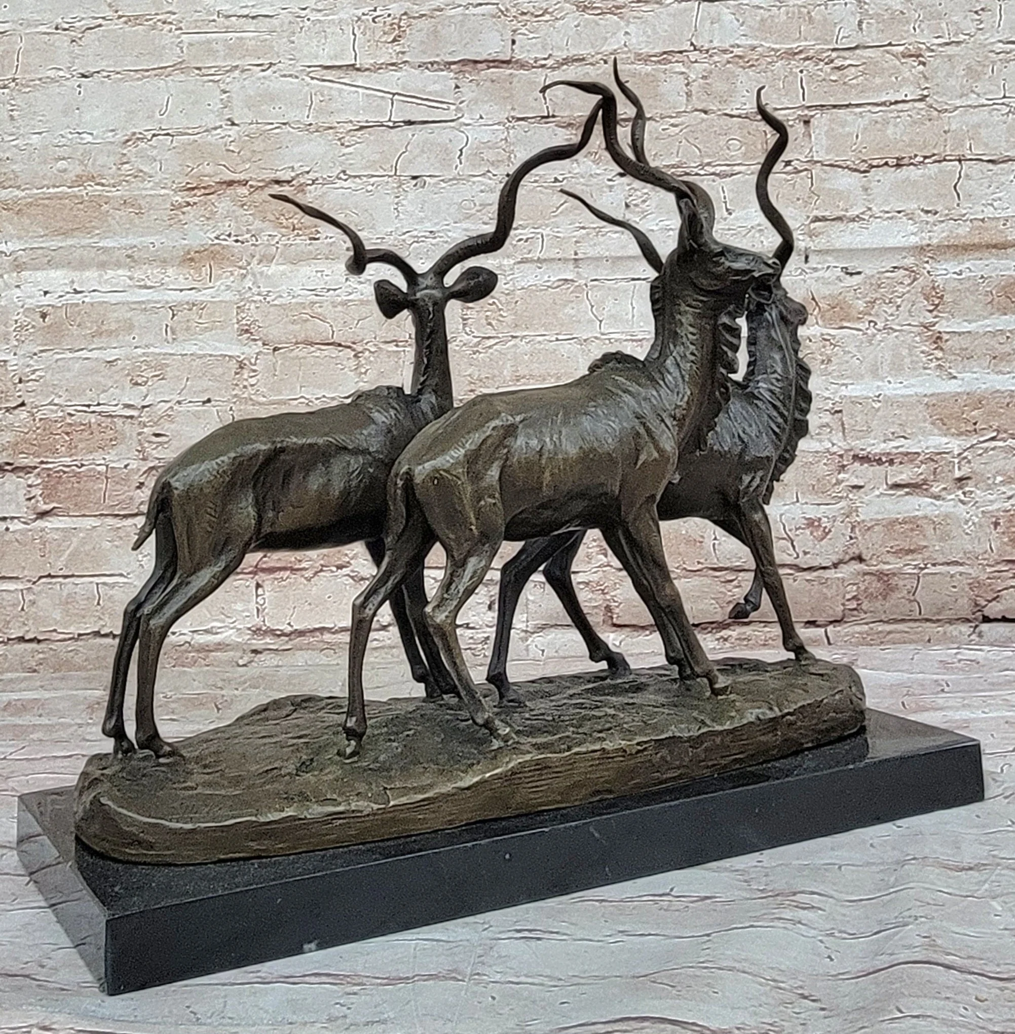 Kudu Antelope Family Gazelle African Deer Bronze Sculpture Figurine Statue - Image 7