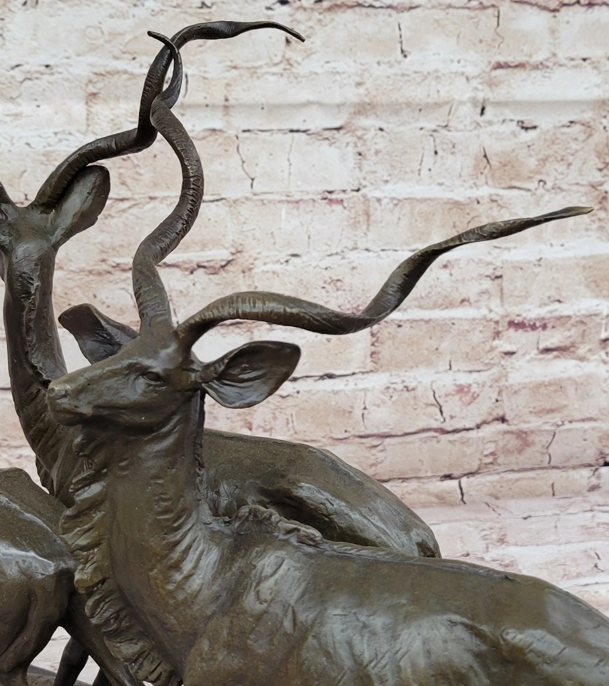 Kudu Antelope Family Gazelle African Deer Bronze Sculpture Figurine Statue - Image 9
