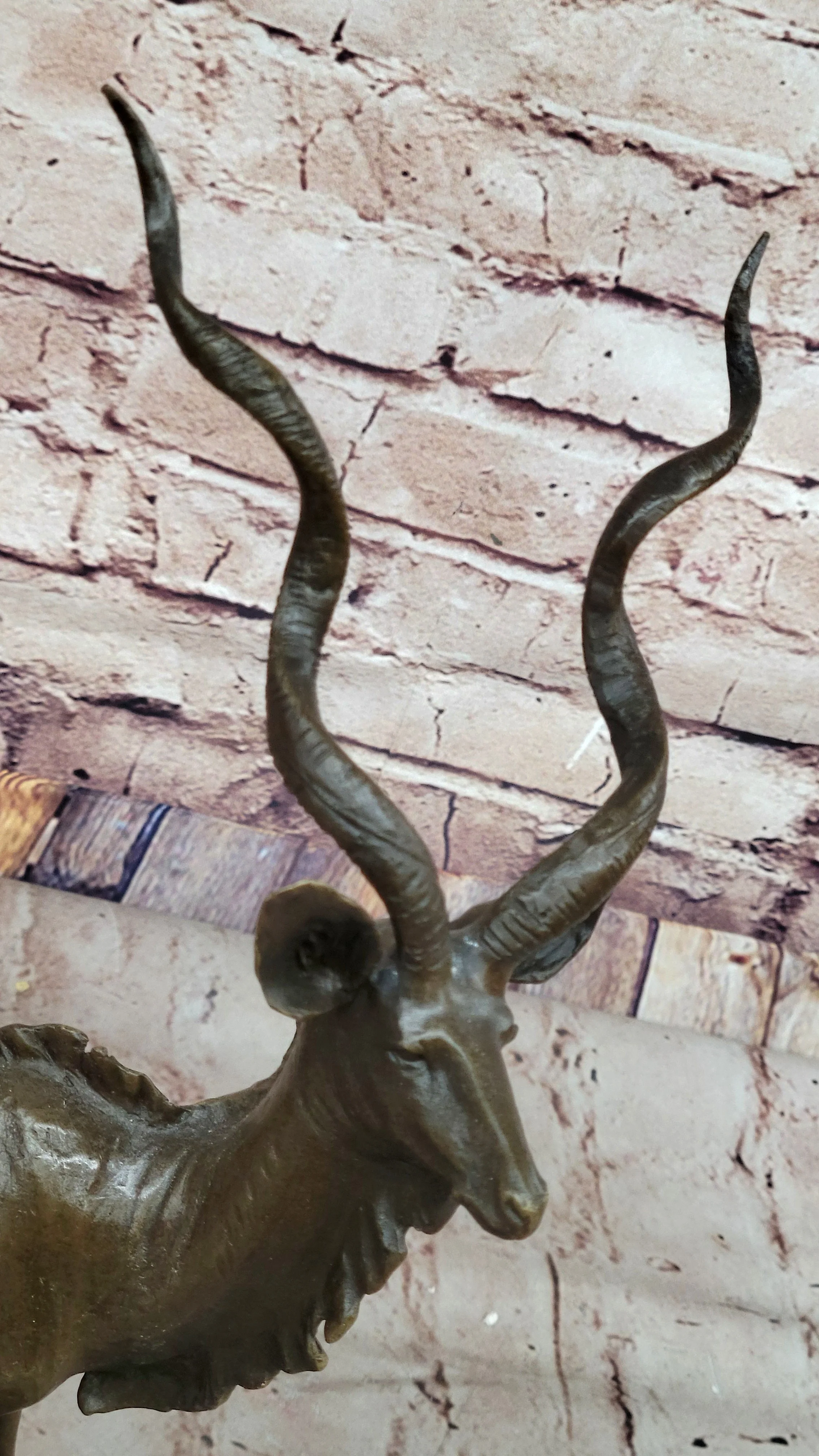 Kudu Antelope Gazelle African Deer Bronze Sculpture Statue Figure on Marble base - Image 9