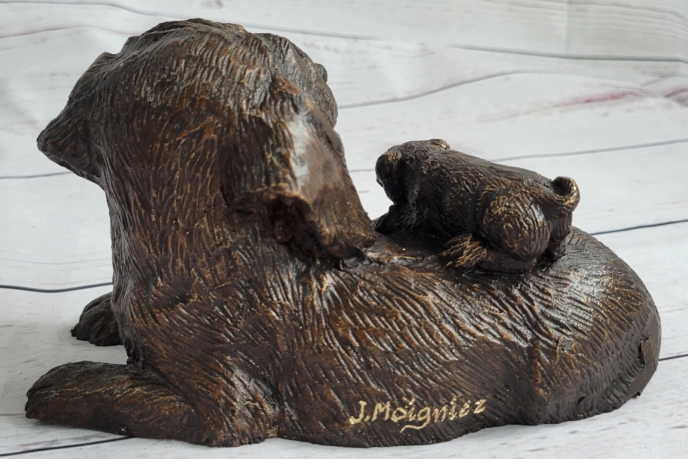 Labrador Retriever and Puppy Bronze Sculpture Dog Figure Figurine Decor 4" x 8" - Image 4