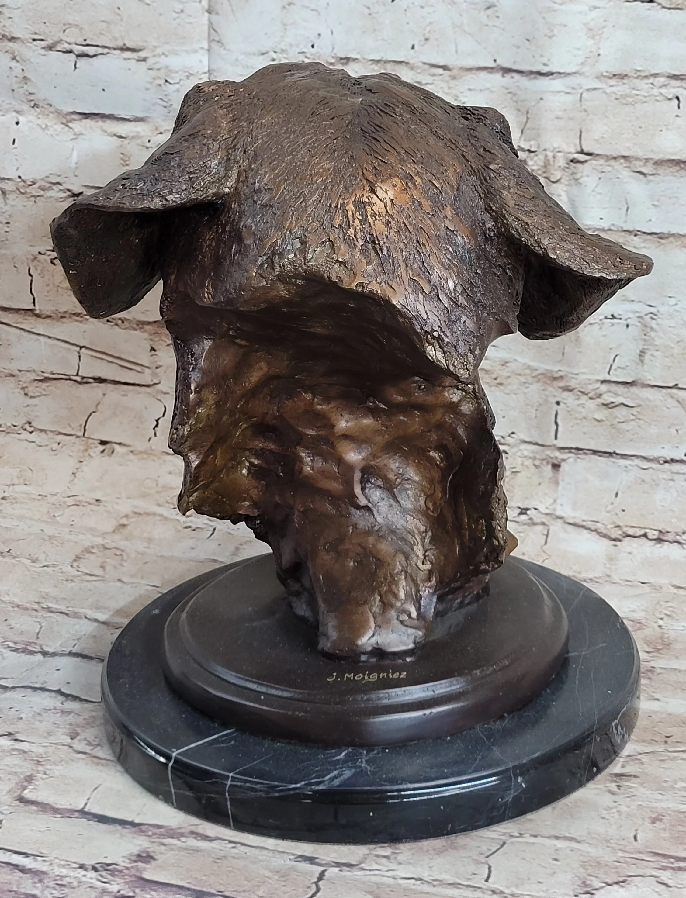 Labrador Retriever Dog Pet Bronze Bust Sculpture Statue Figure on Marble Base - Image 5