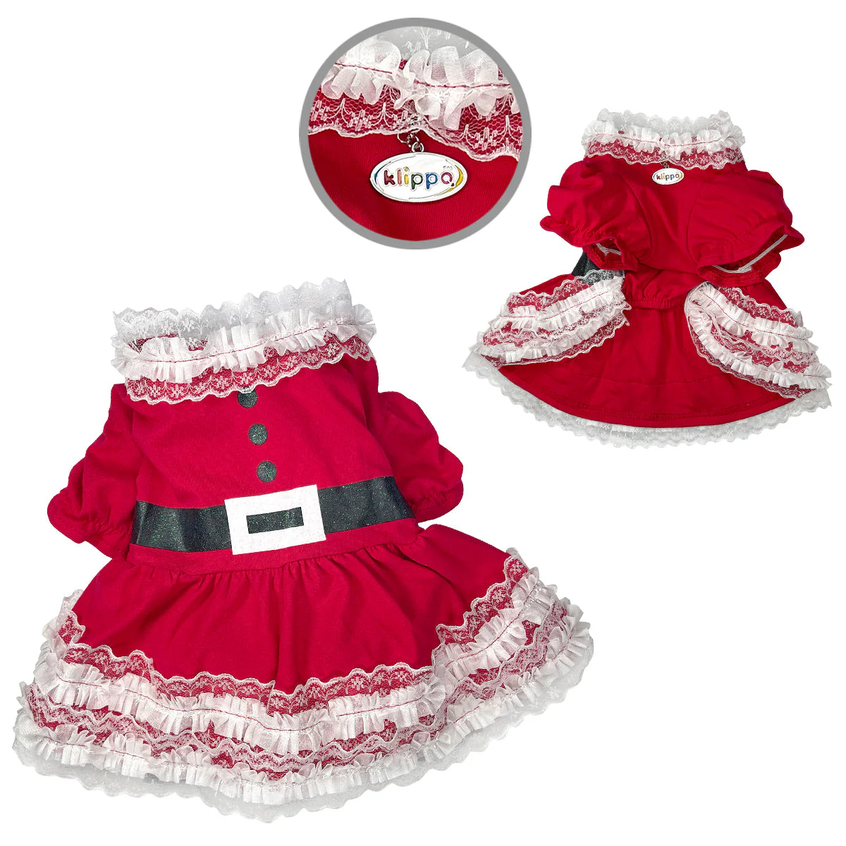 Lace Ruffles Puffy Sleeves Christmas Dress - Image 2