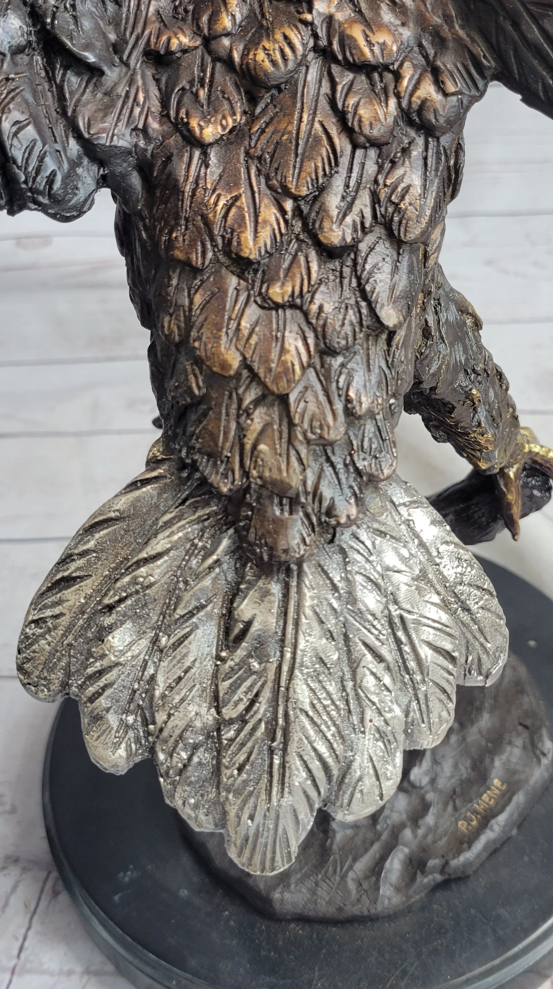 Landing Eagle Bronze Metal Statue Sculpture Indoor Outdoor 23" x 18" - Image 9
