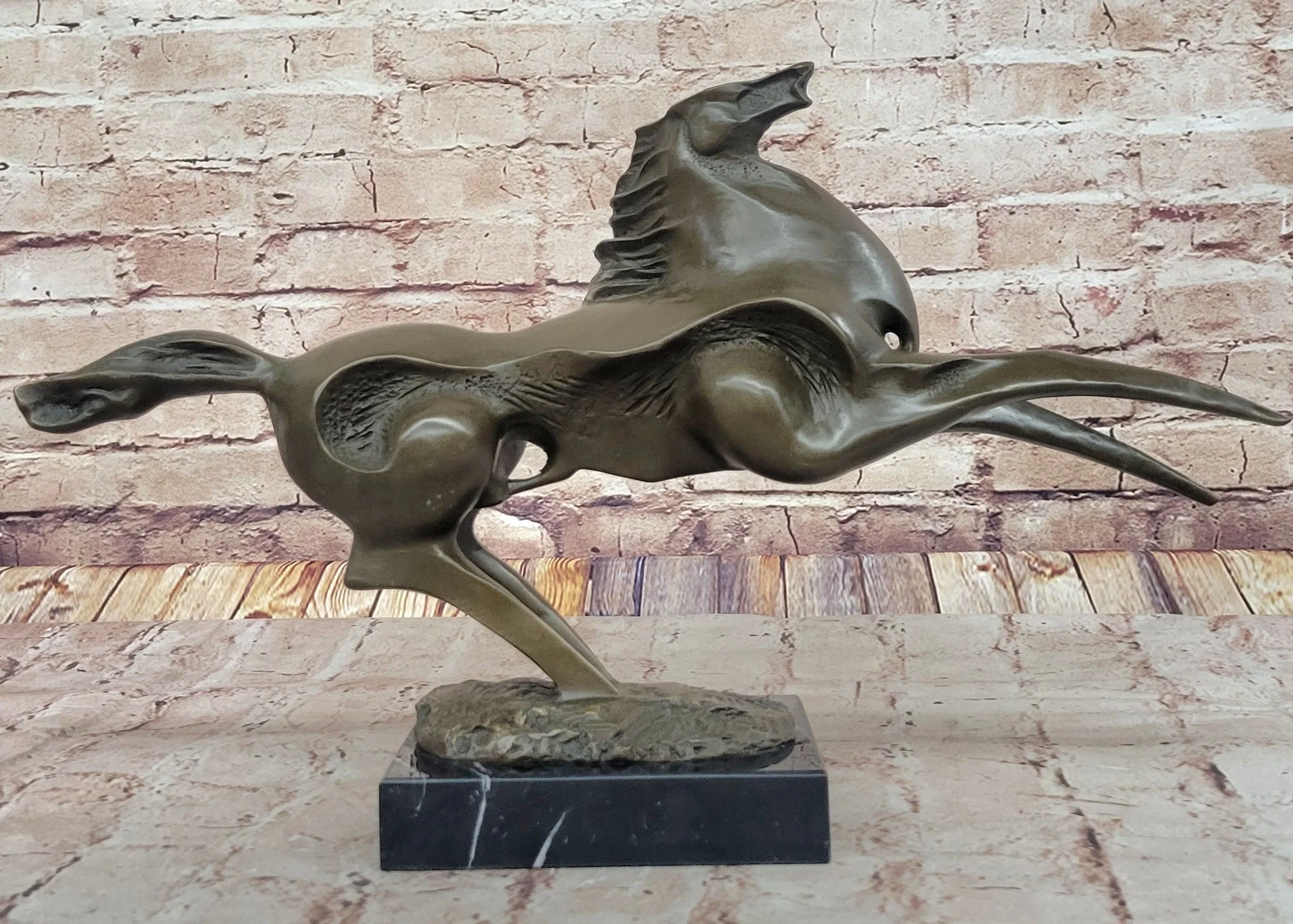 Large Abstract Modern Art Horse Gallops Bronze Sculpture Statue Figurine Figure - Image 3