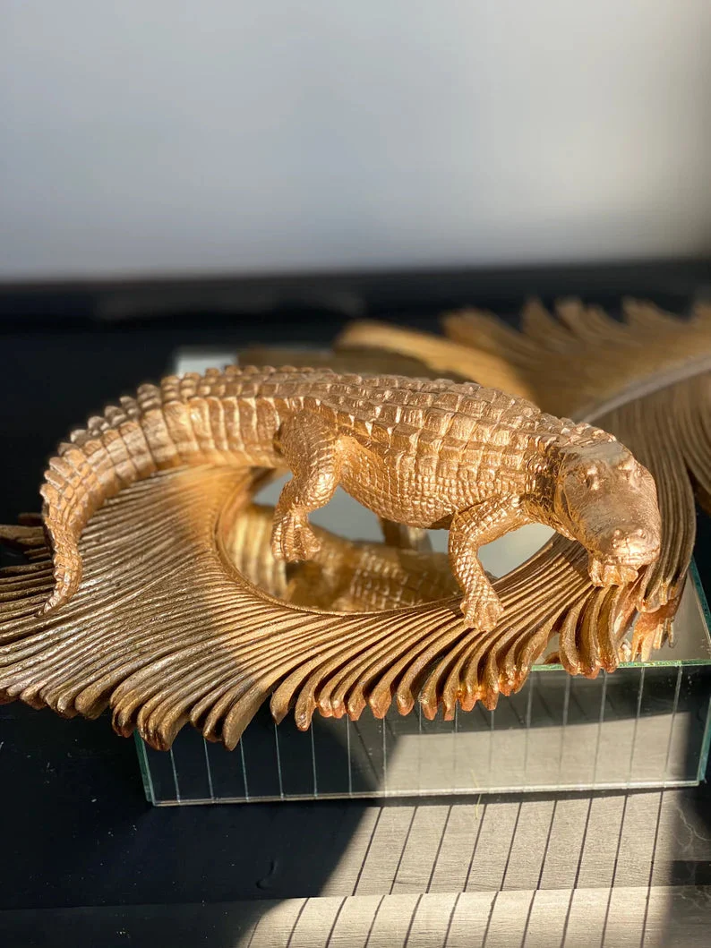 Large Golden Alligator Statue - Image 5
