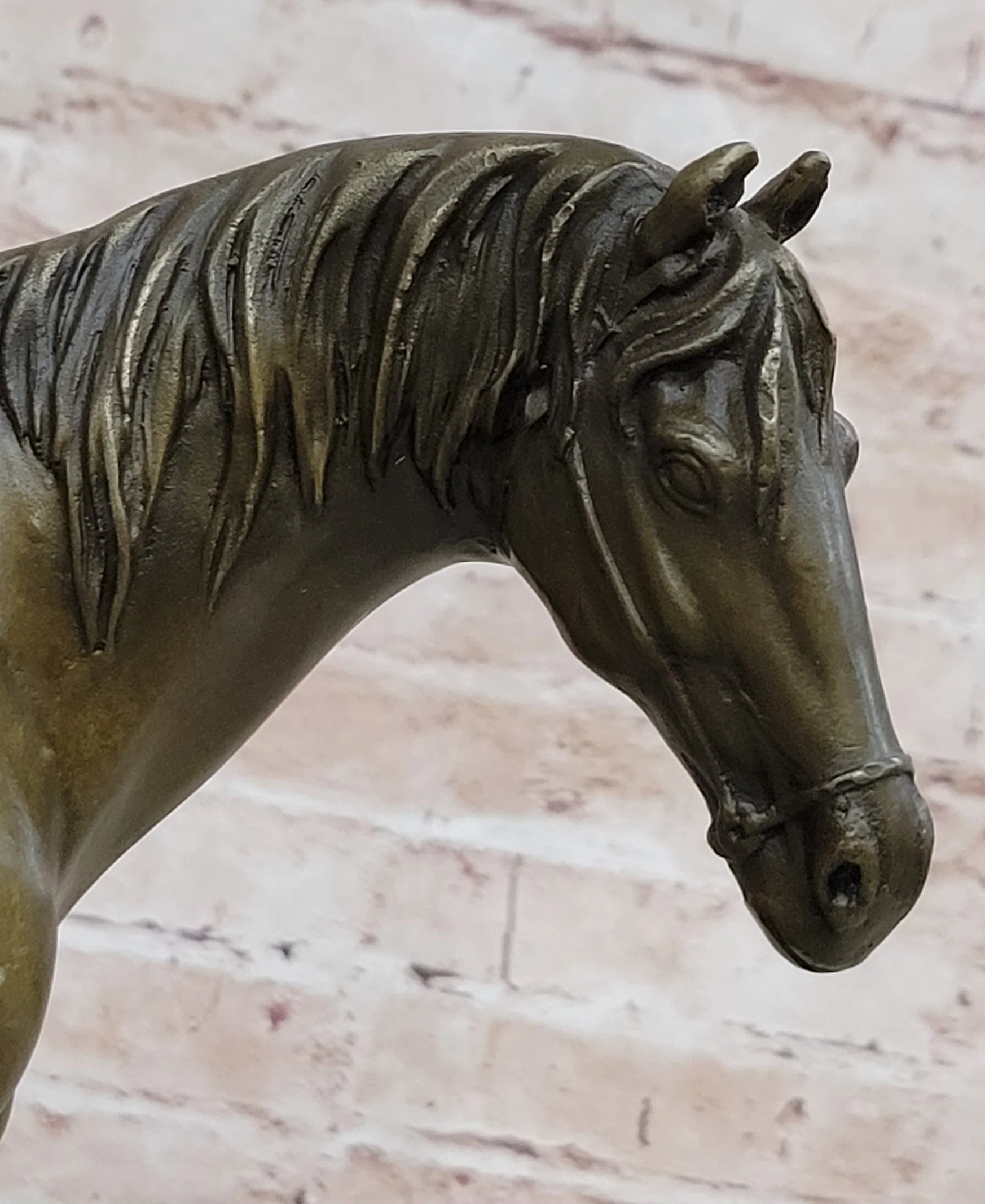 Large Original Loving Horse with his Saddle Western Cowboy Bronze Sculpture sale - Image 7
