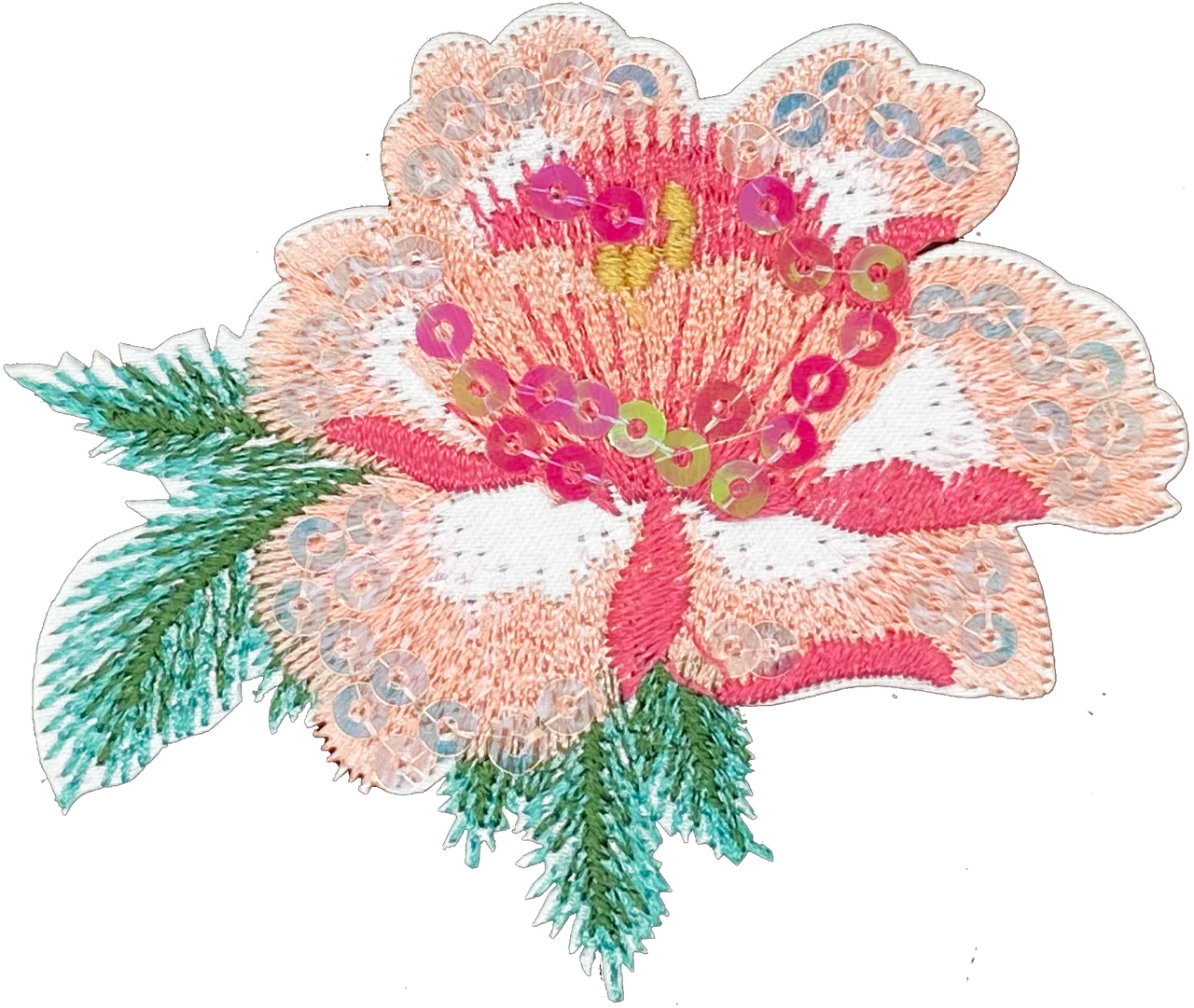 Large Pink  Sequin Flower  - Patch