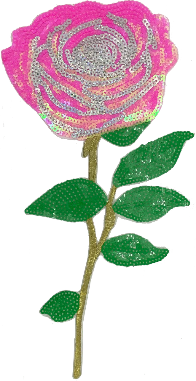 Large Pink Sequin Rose - Patch