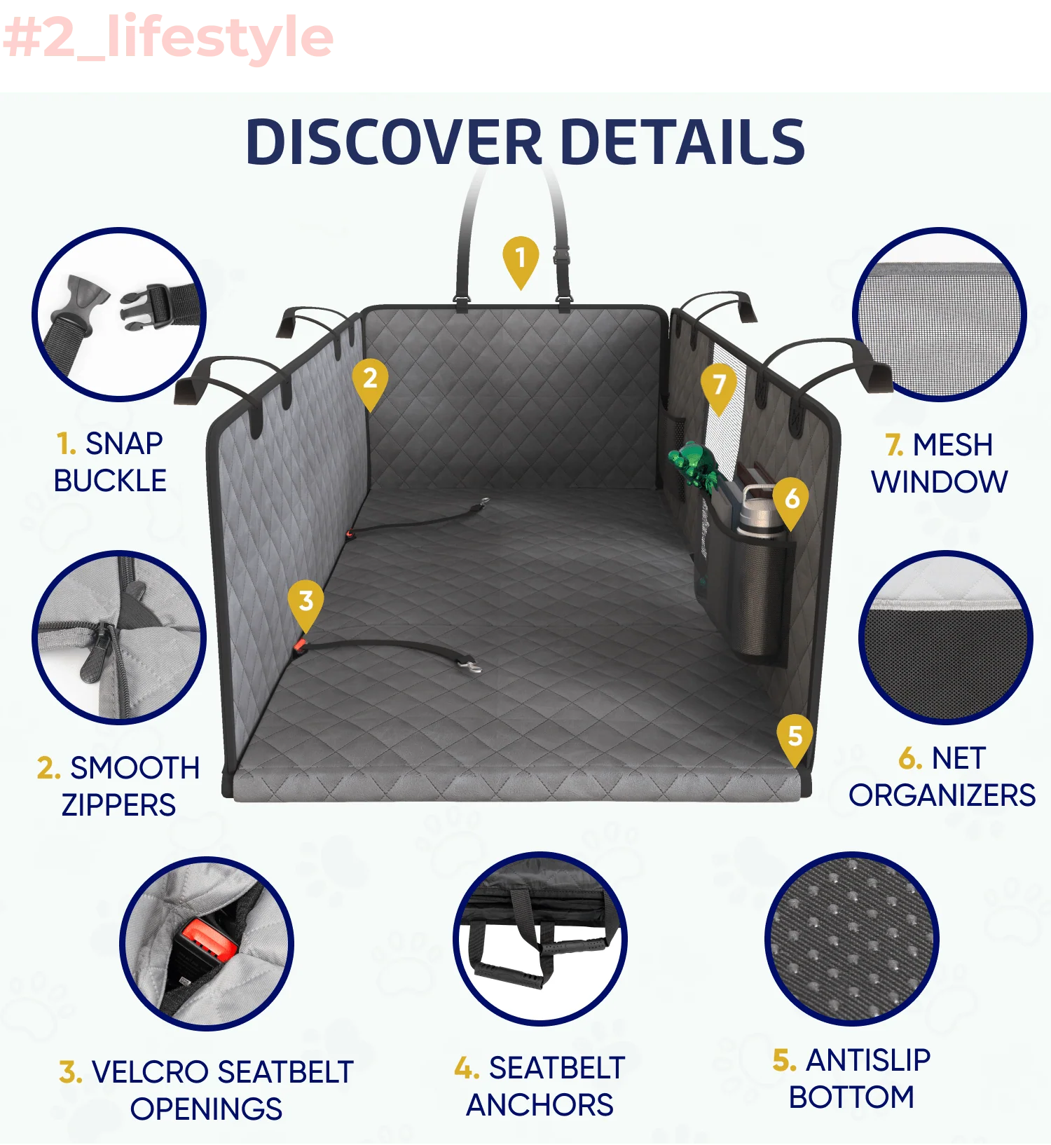 Large Seat Guard Waterproof Back Seat Extended Cover With Mesh Window Storage Pockets - Image 3